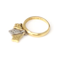 Signed Christian Dior Charm Dangling Ring in Platinum and 18k