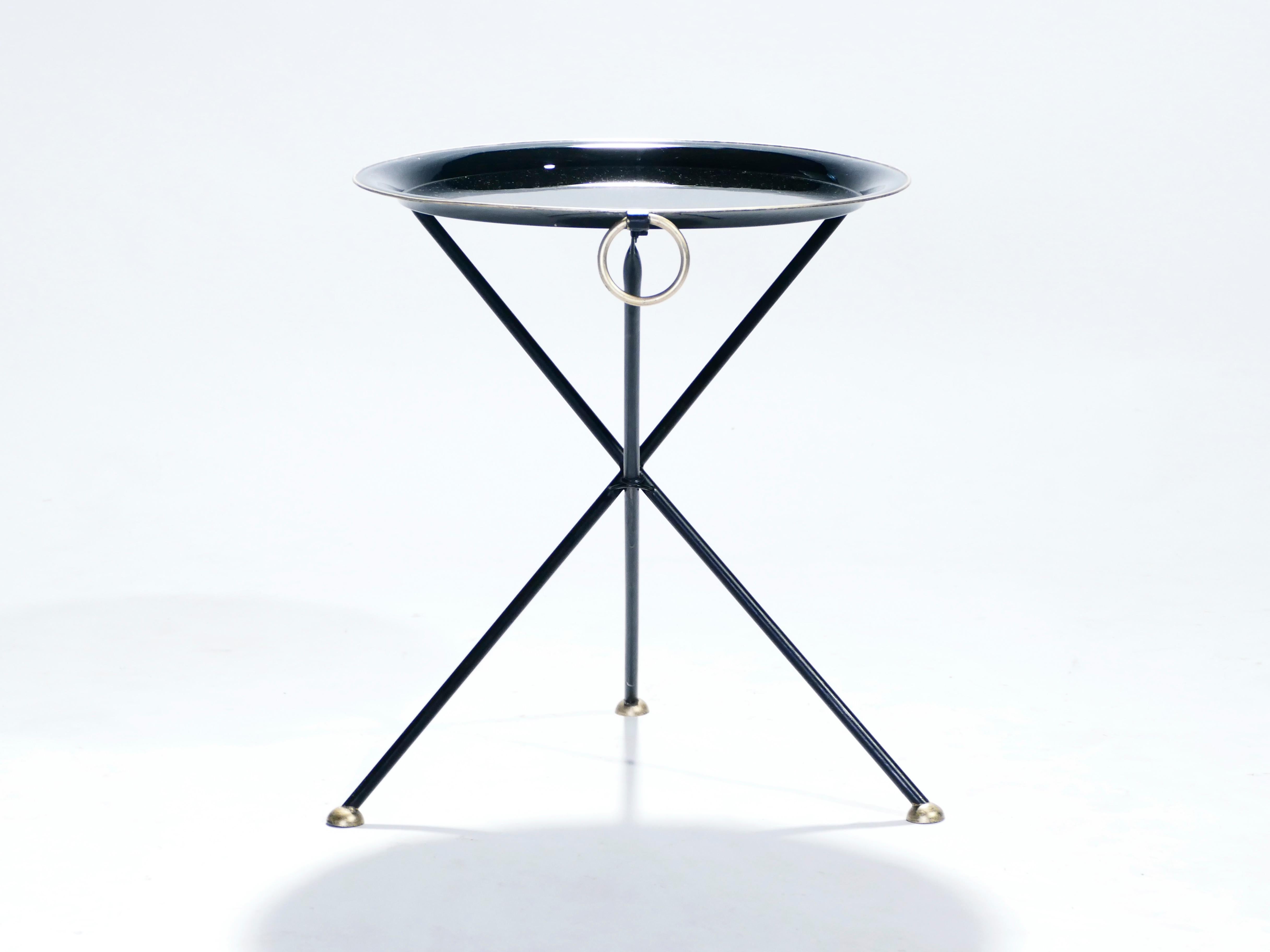 French Signed Christian Dior Folding Side Table, 1970s