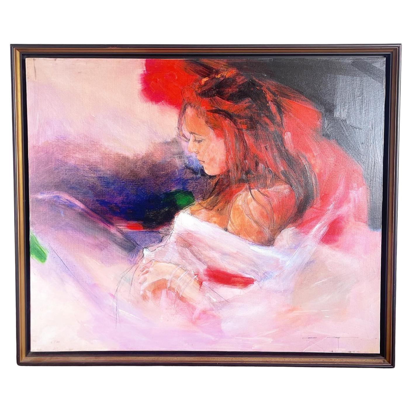 Signed Christine Comyn Serigraph "Woman in Red" 2/100