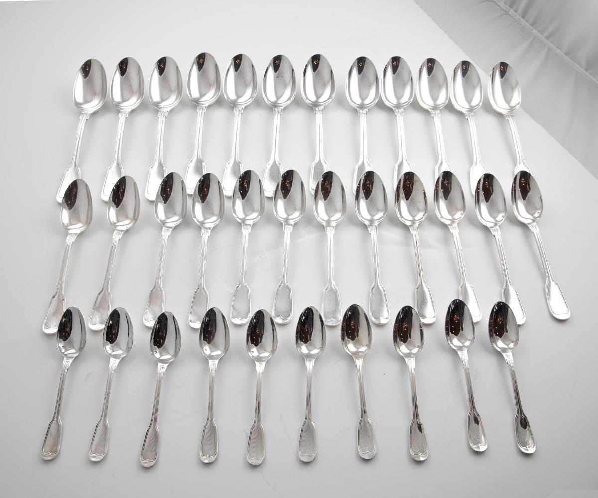 20th Century Signed Christofle French Silver Plated Dinner Flatware