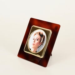 Signierter Christofle Fotorahmen aus Schildpatt, Plexiglas und Messing, Frankreich, 1970er Jahre