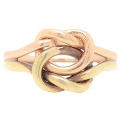 Signed Church & Co. 14k Rose & Yellow Gold Entwined Double Love Knot Ring