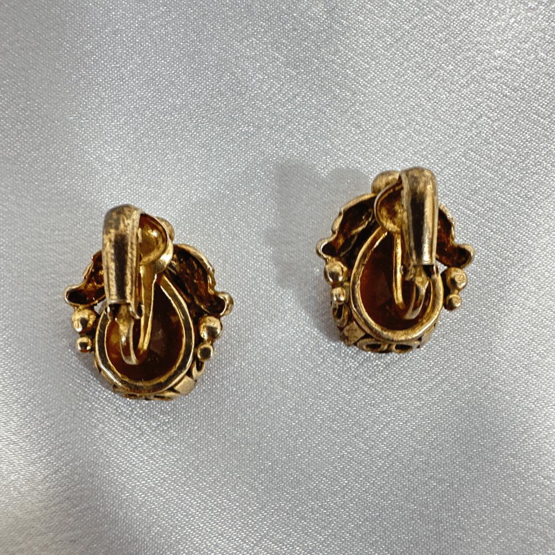Firmado Cini Sterling  Plata Precioso Cristal Naranja Pendiente Vintage / Moda en Excelente estado para la venta en Jacksonville, FL