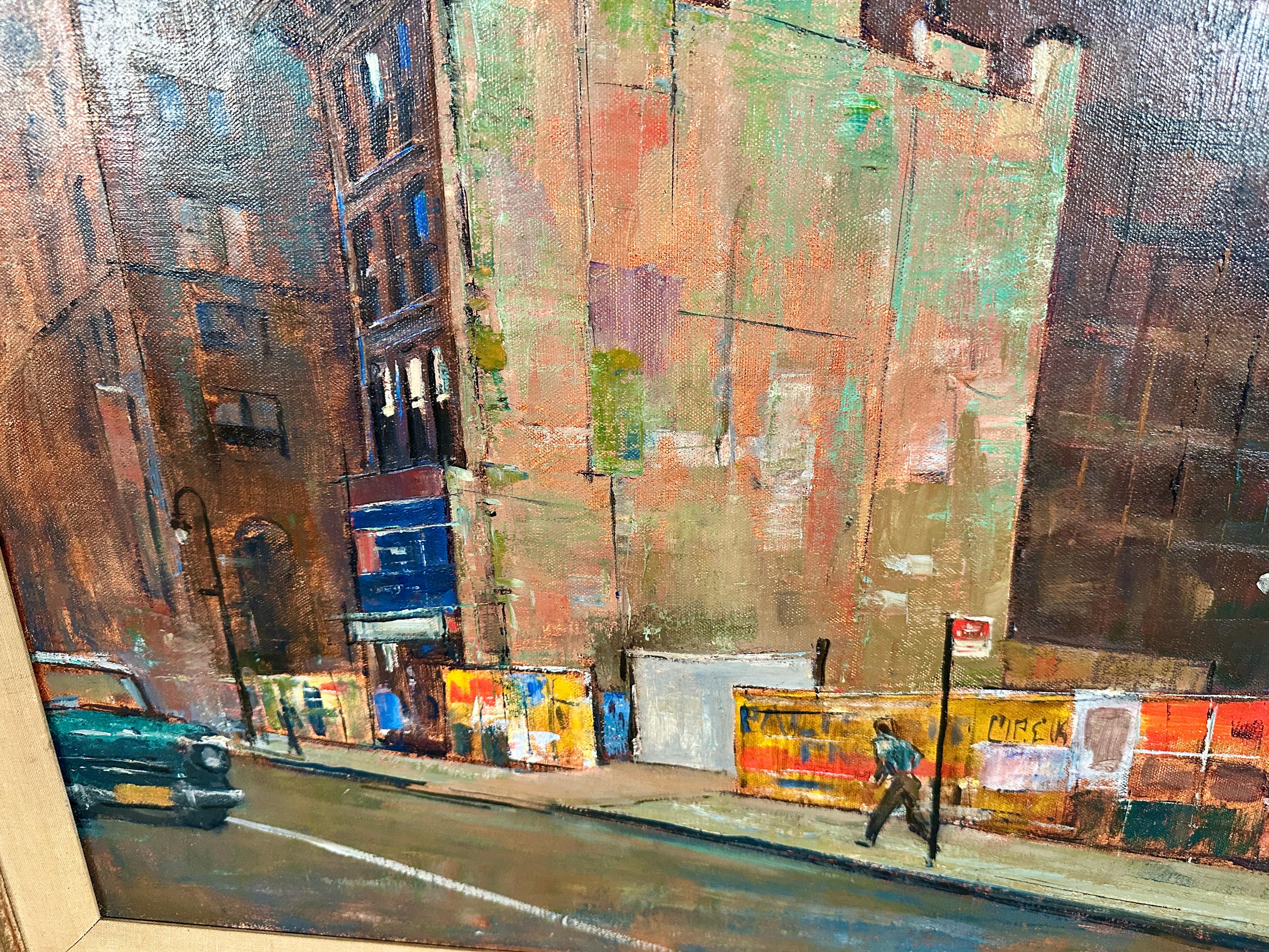 Americano Paesaggio urbano firmato di Allen Glicksman (1909-1963), datato 1958 in vendita