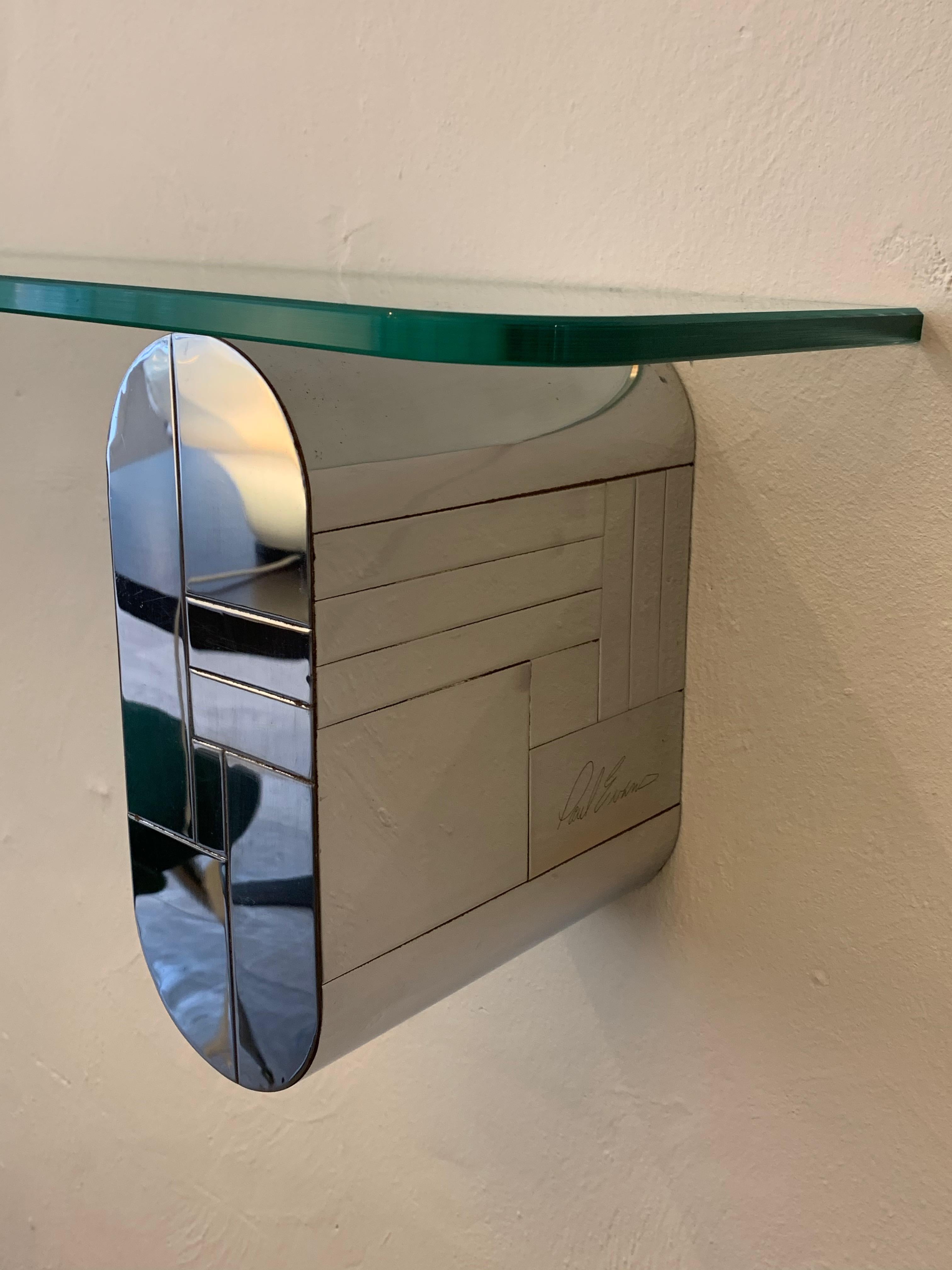 Chrome Signed Cityscape Wall Hanging Console by Paul Evans for Directional