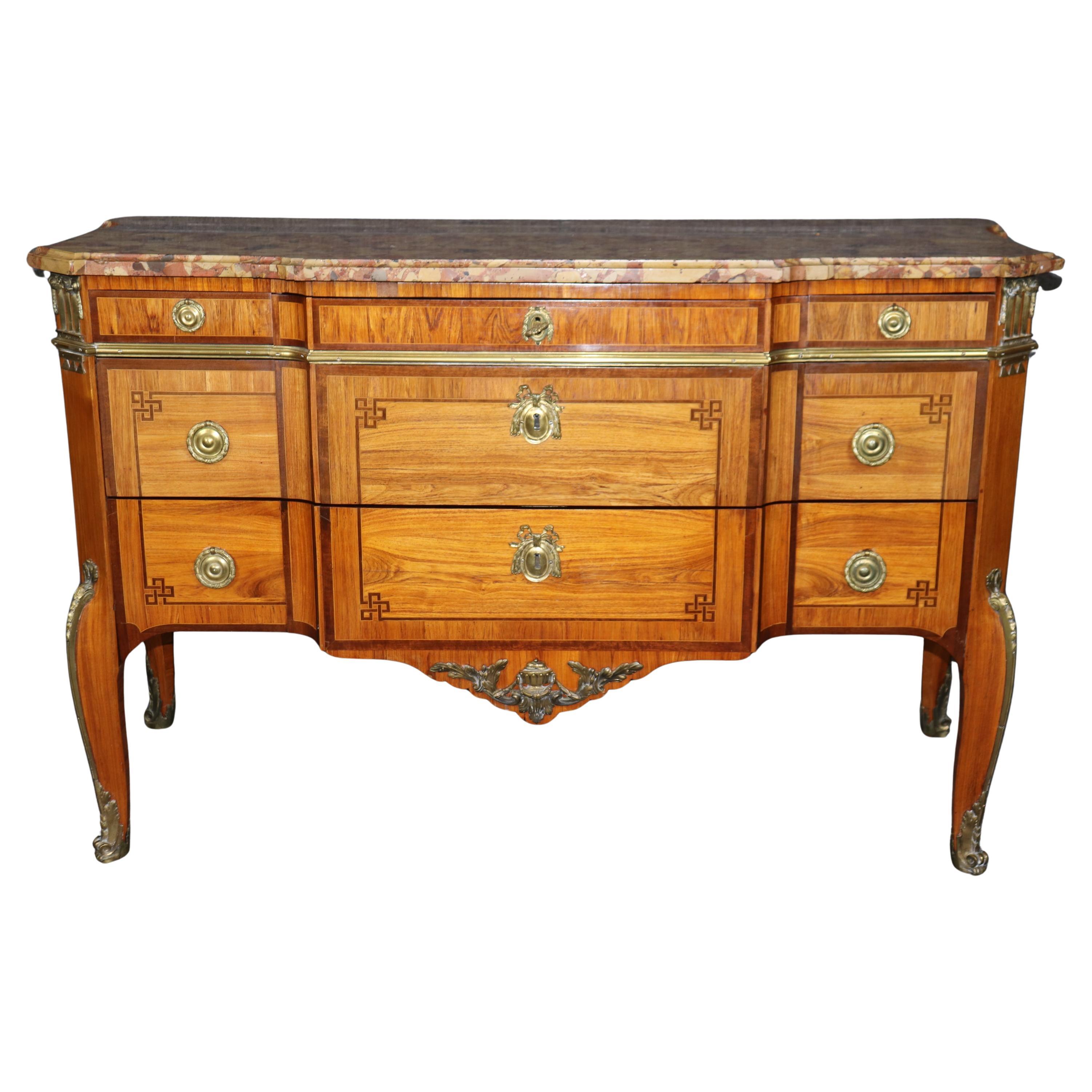 Signed Claude Charles Saunier Brech D' Alep Marble Top French Louis XV Commode