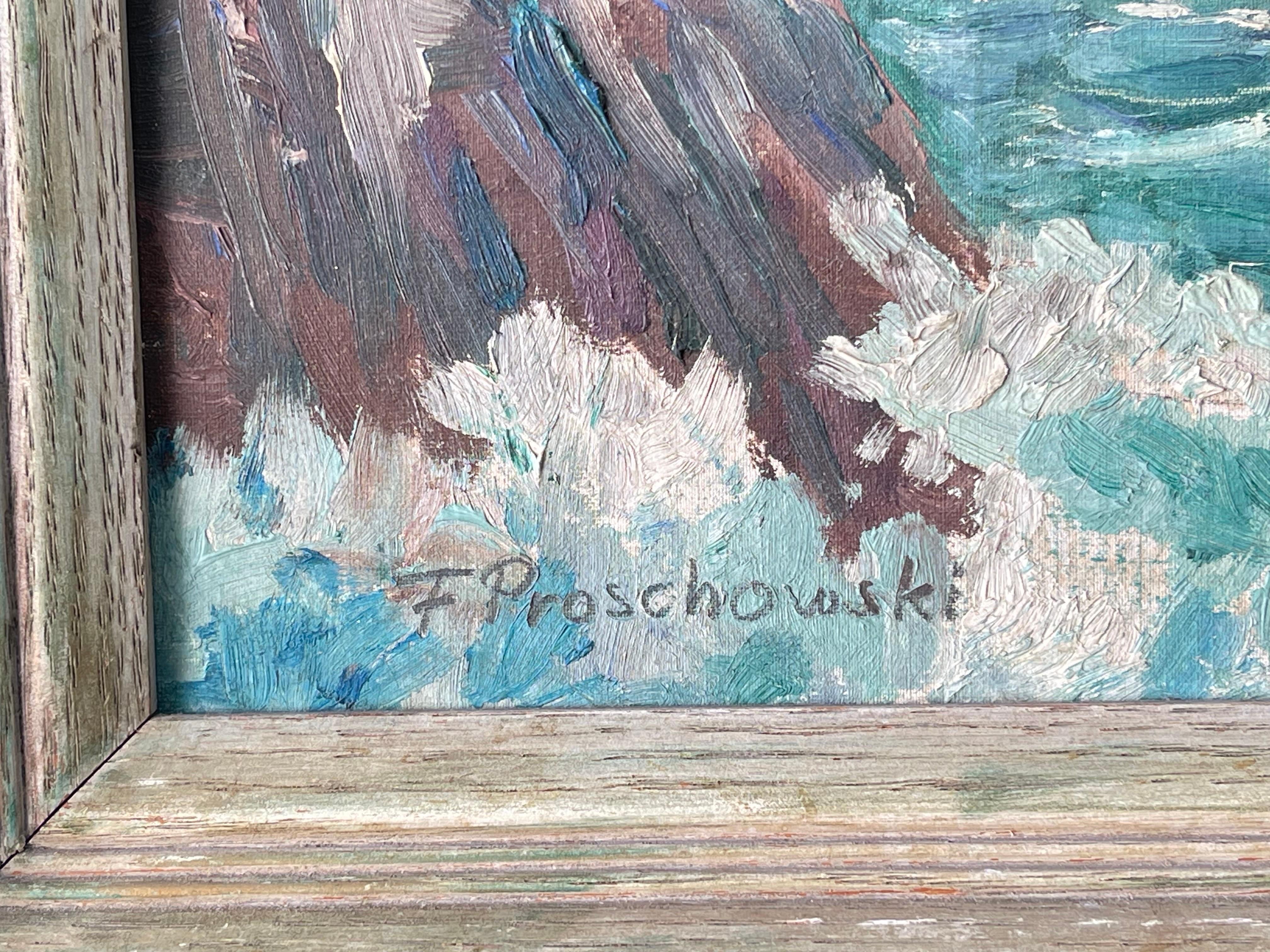 Quadro firmato di Frank Proschwitzky Freyburg sulla spiaggia costiera in vendita 6