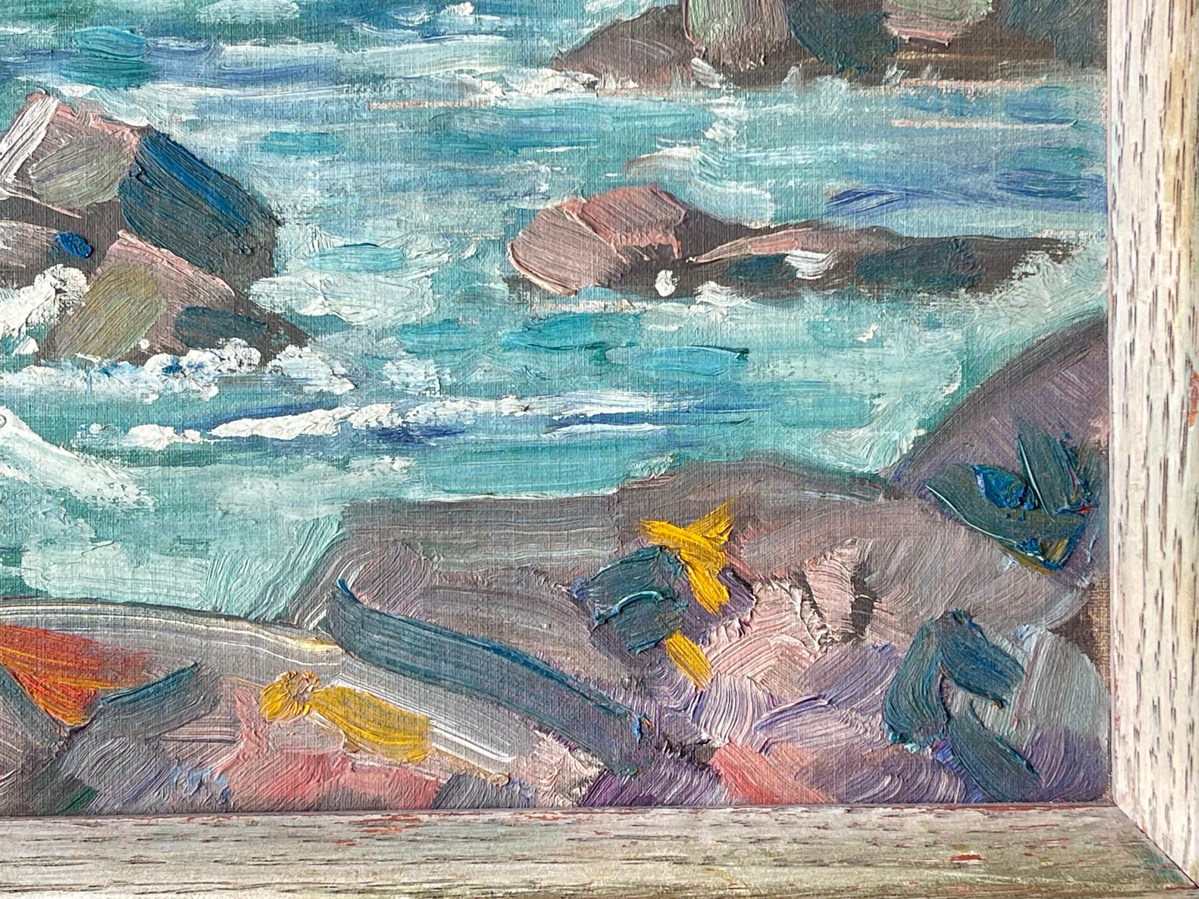 Quadro firmato di Frank Proschwitzky Freyburg sulla spiaggia costiera in vendita 3