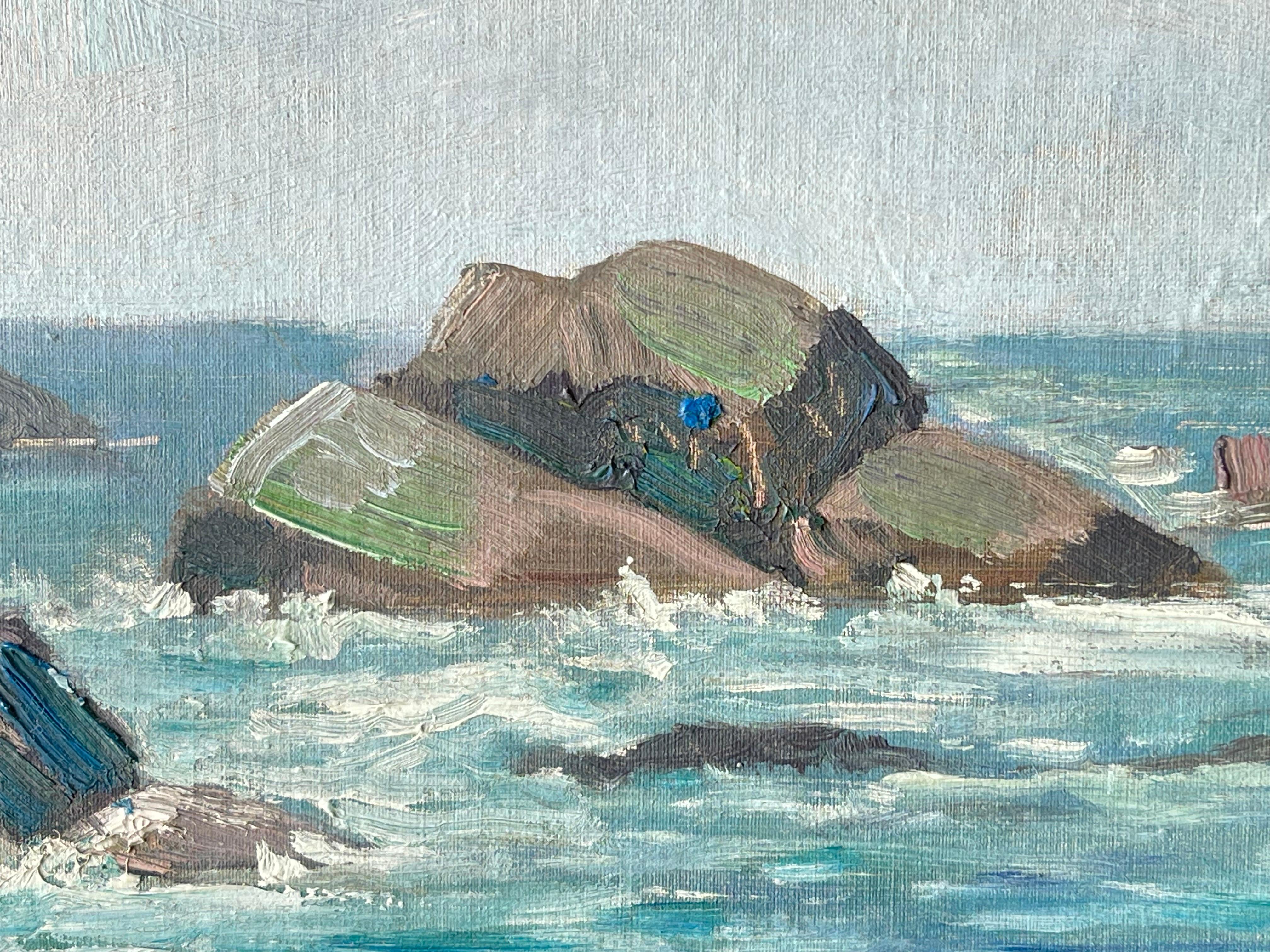 Quadro firmato di Frank Proschwitzky Freyburg sulla spiaggia costiera in vendita 4