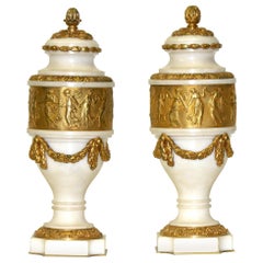 Antique Signed Colin Paris Marble Gilt Bronze Cassolettes, circa 1860 Oil Tycoon's