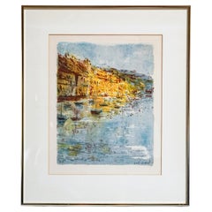 Signed Color Lithograph, Mediterranean Harbor, Aimé-Daniel Steinlen