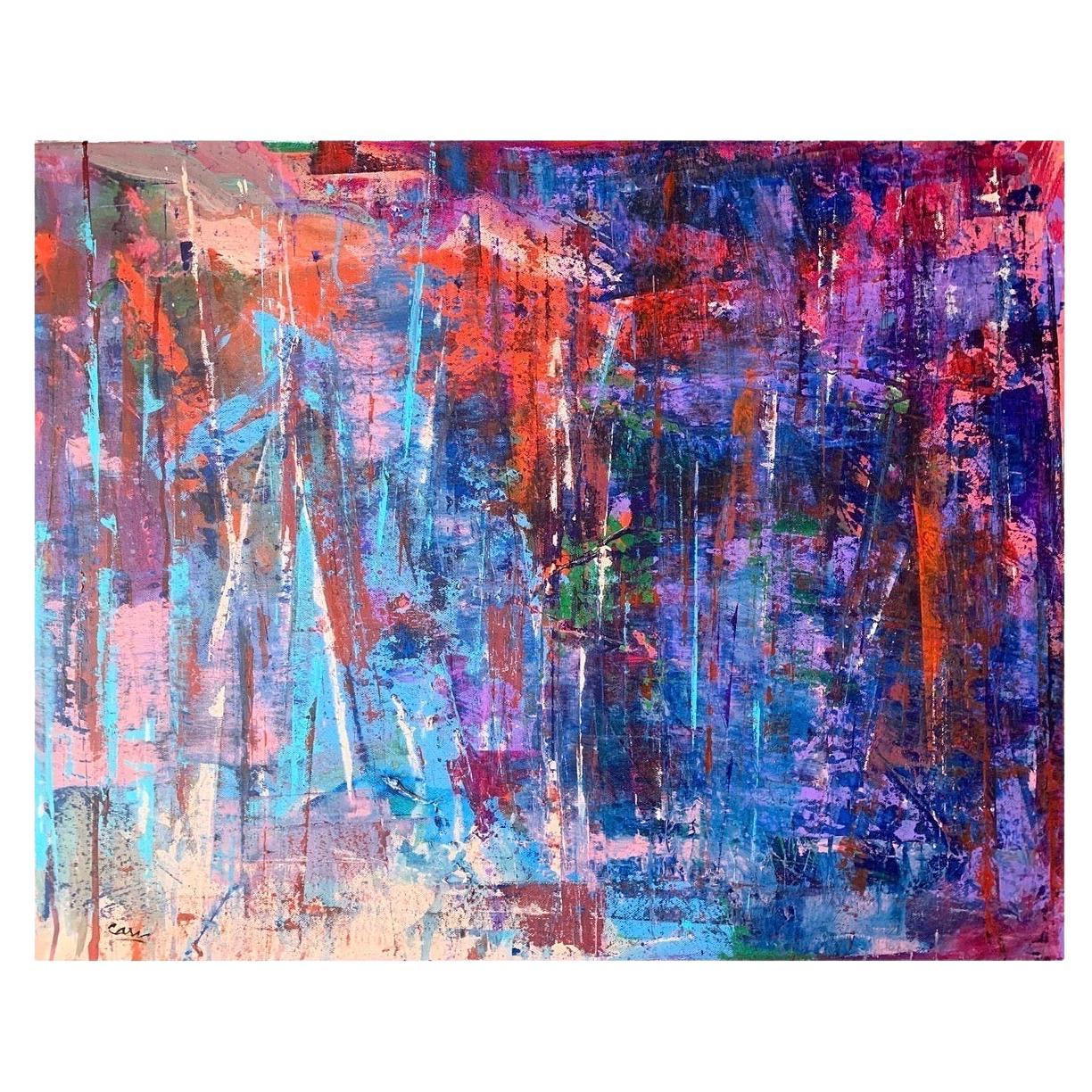 Signed Colorful Original Abstract Expressionist Painting by Arlene Carr