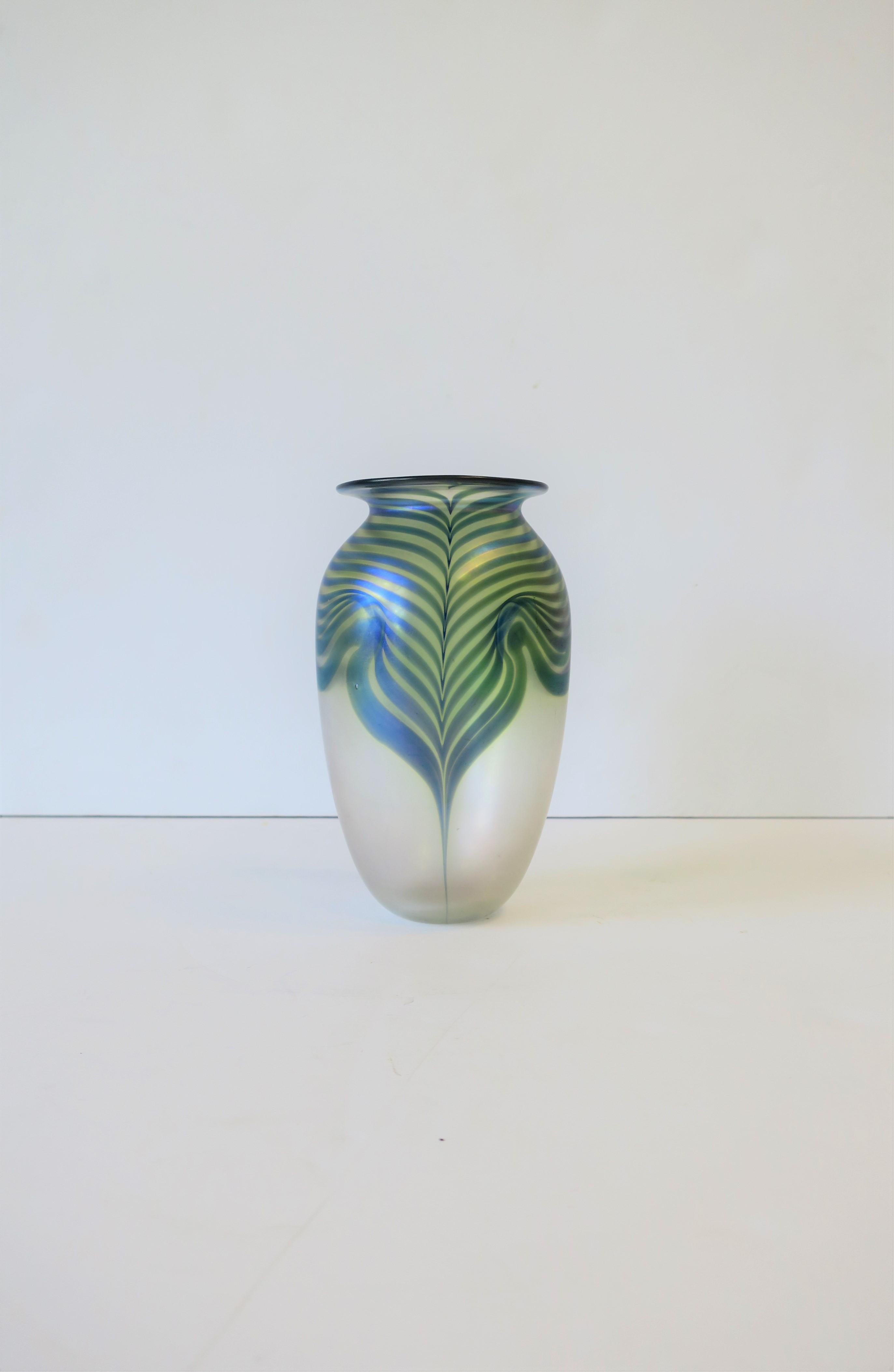 Art Nouveau Style Art Glass Vase Signed Contemporary, circa 1980s For Sale 6