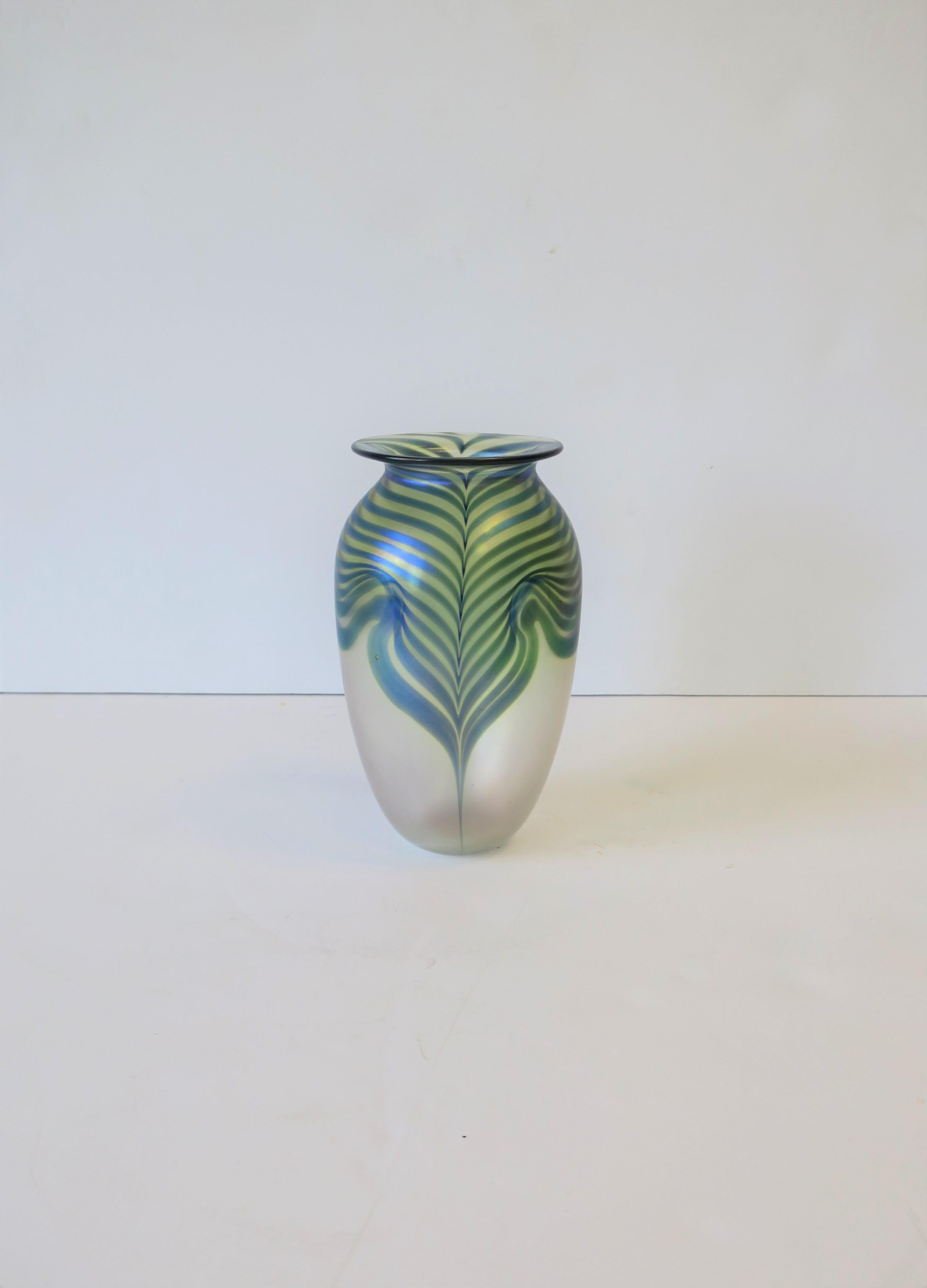 Art Nouveau Style Art Glass Vase Signed Contemporary, circa 1980s For Sale 7