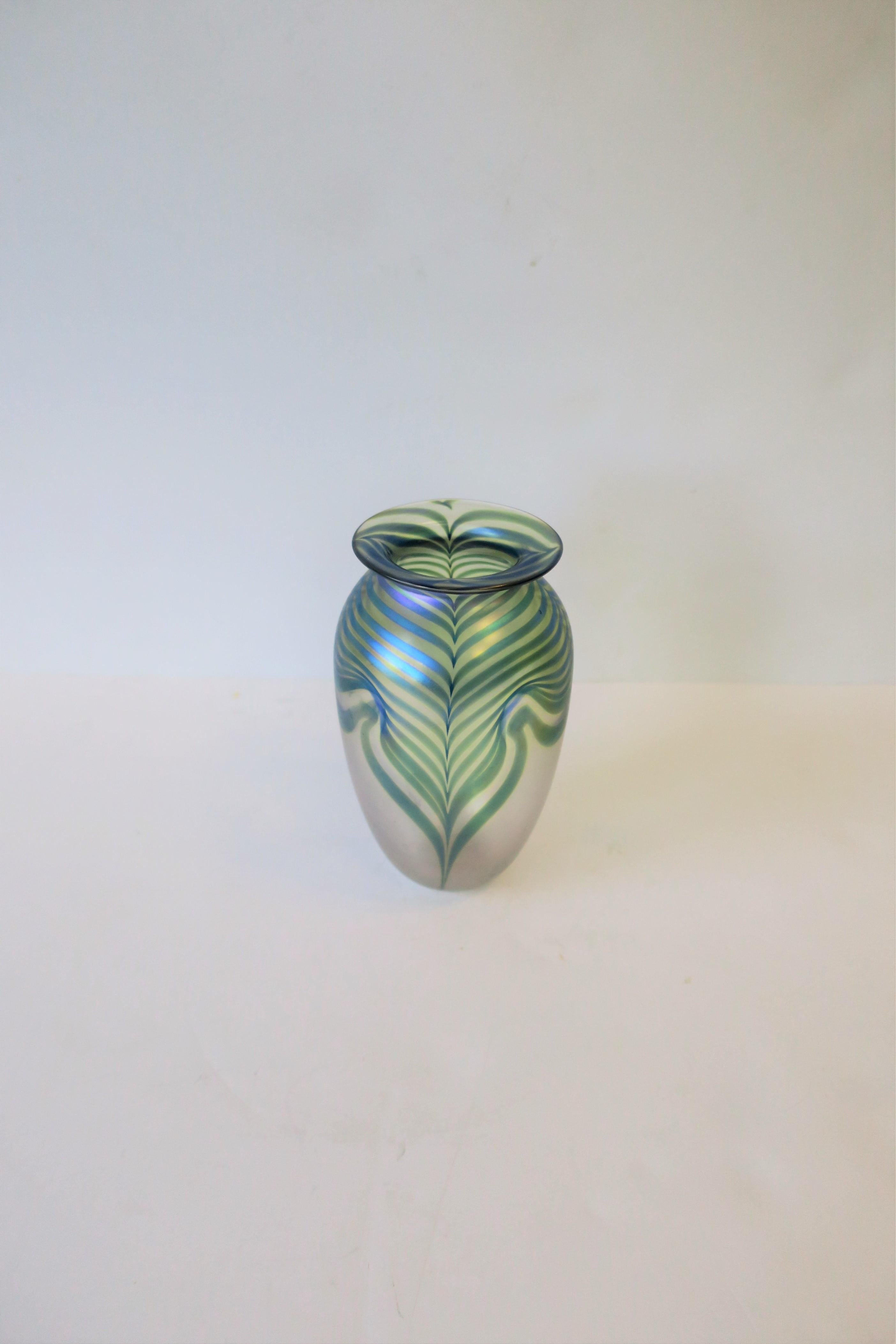 20th Century Art Nouveau Style Art Glass Vase Signed Contemporary, circa 1980s For Sale