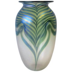 Art Nouveau Style Art Glass Vase Signed Contemporary, circa 1980s