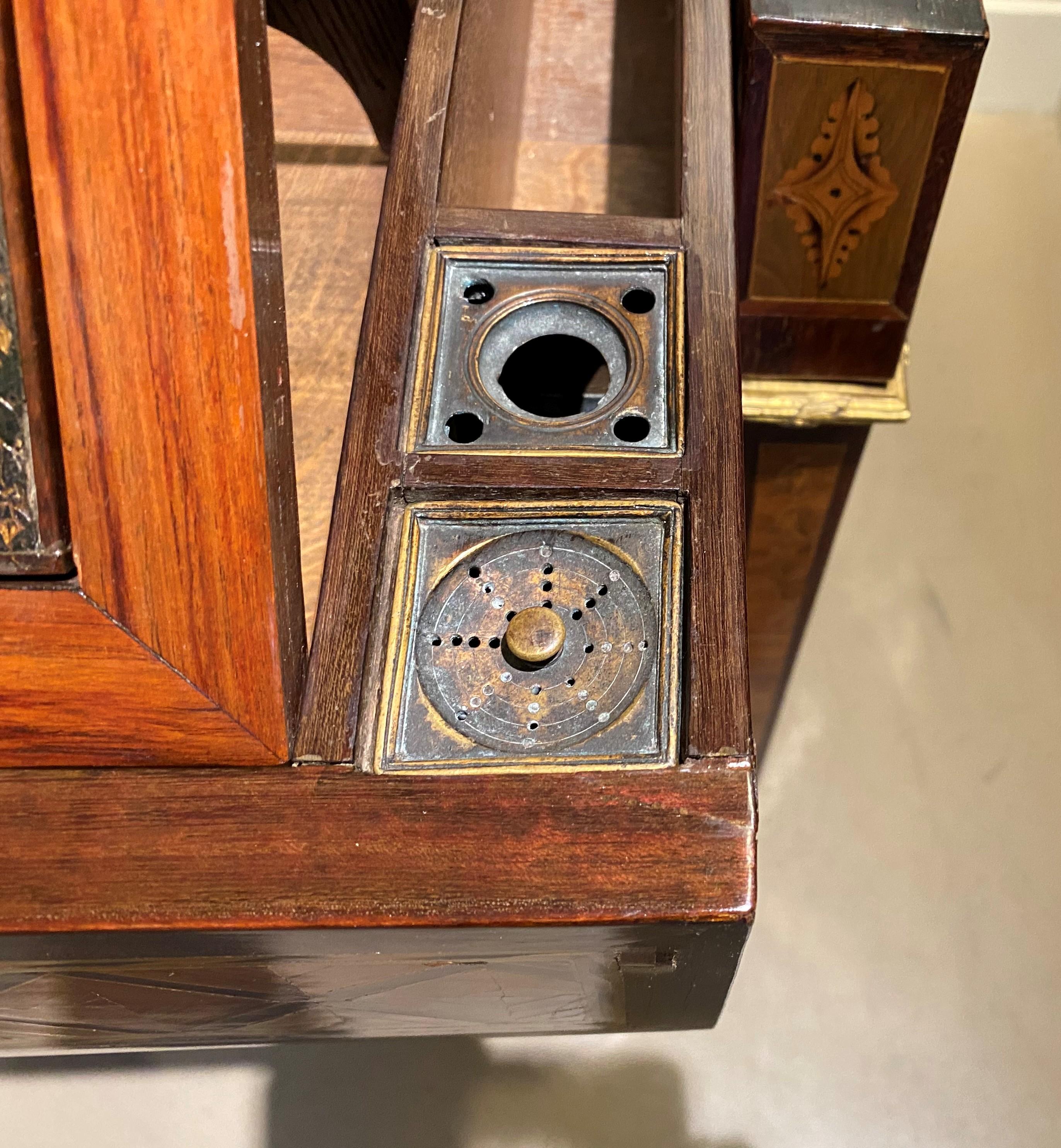 Signed Continental Fruitwood Metamorphic Parquetry or Mechanical Table / Desk 8