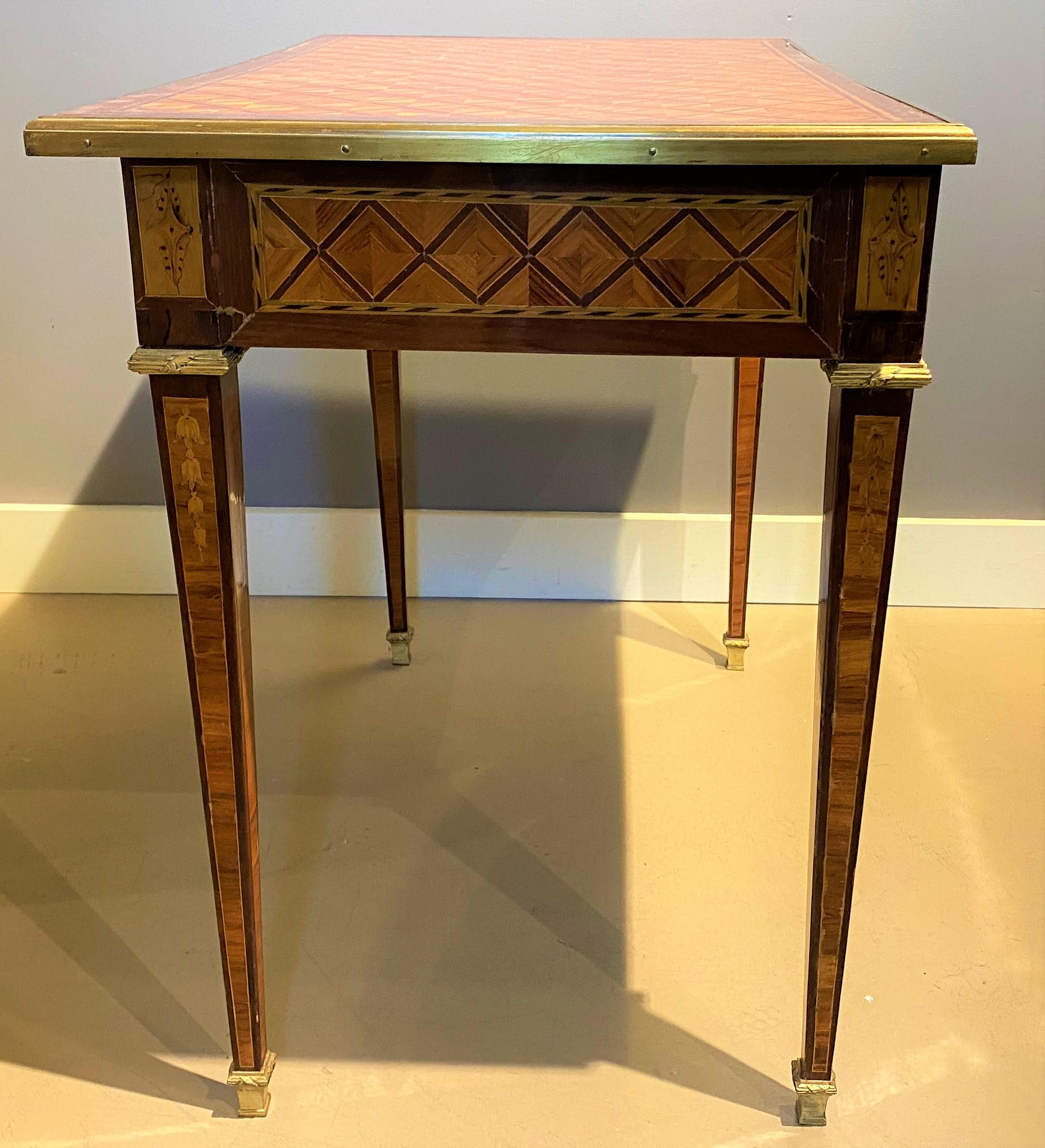 Signed Continental Fruitwood Metamorphic Parquetry or Mechanical Table / Desk 3