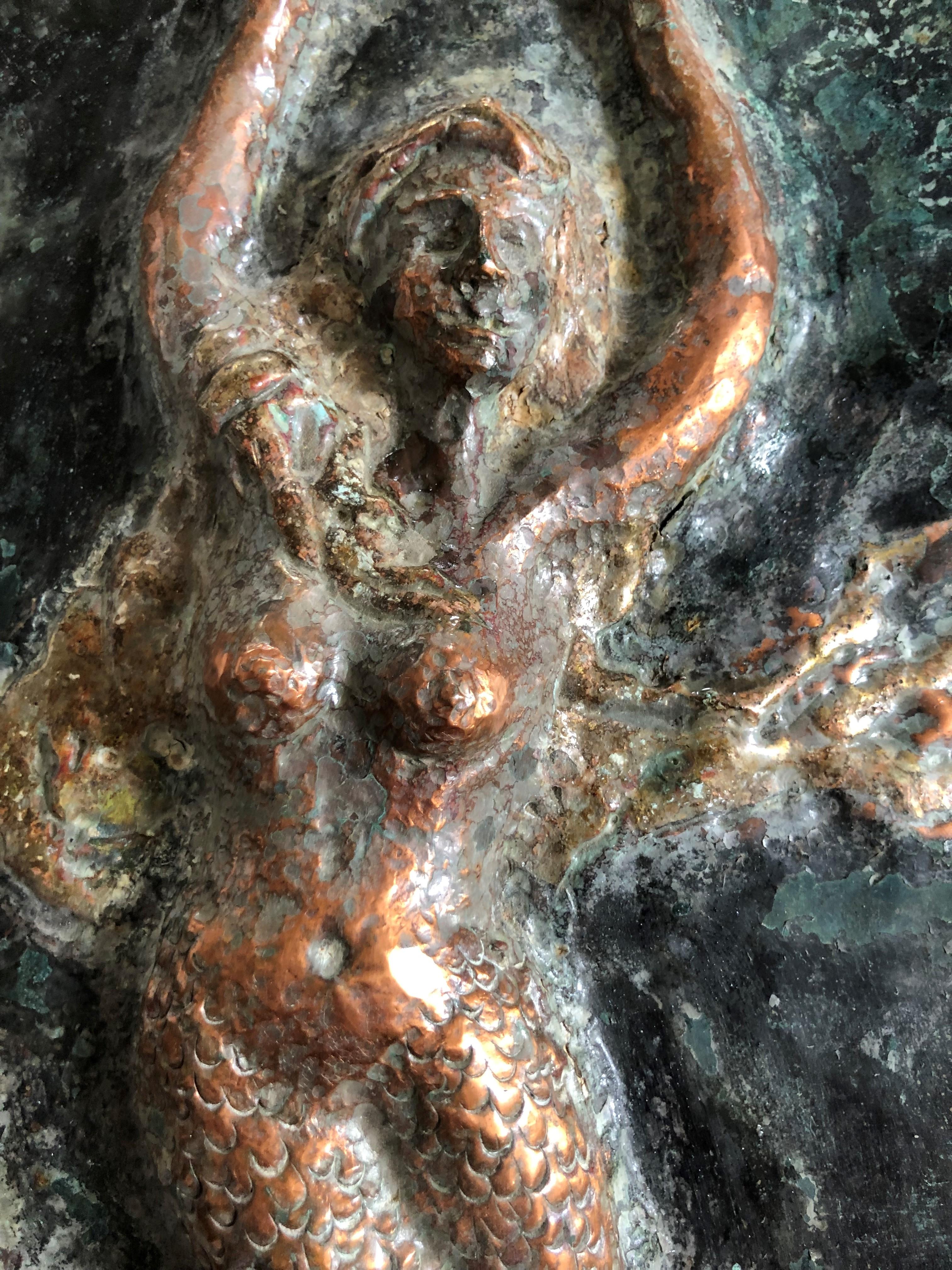 Signed Copper Plaque of a Mermaid 7