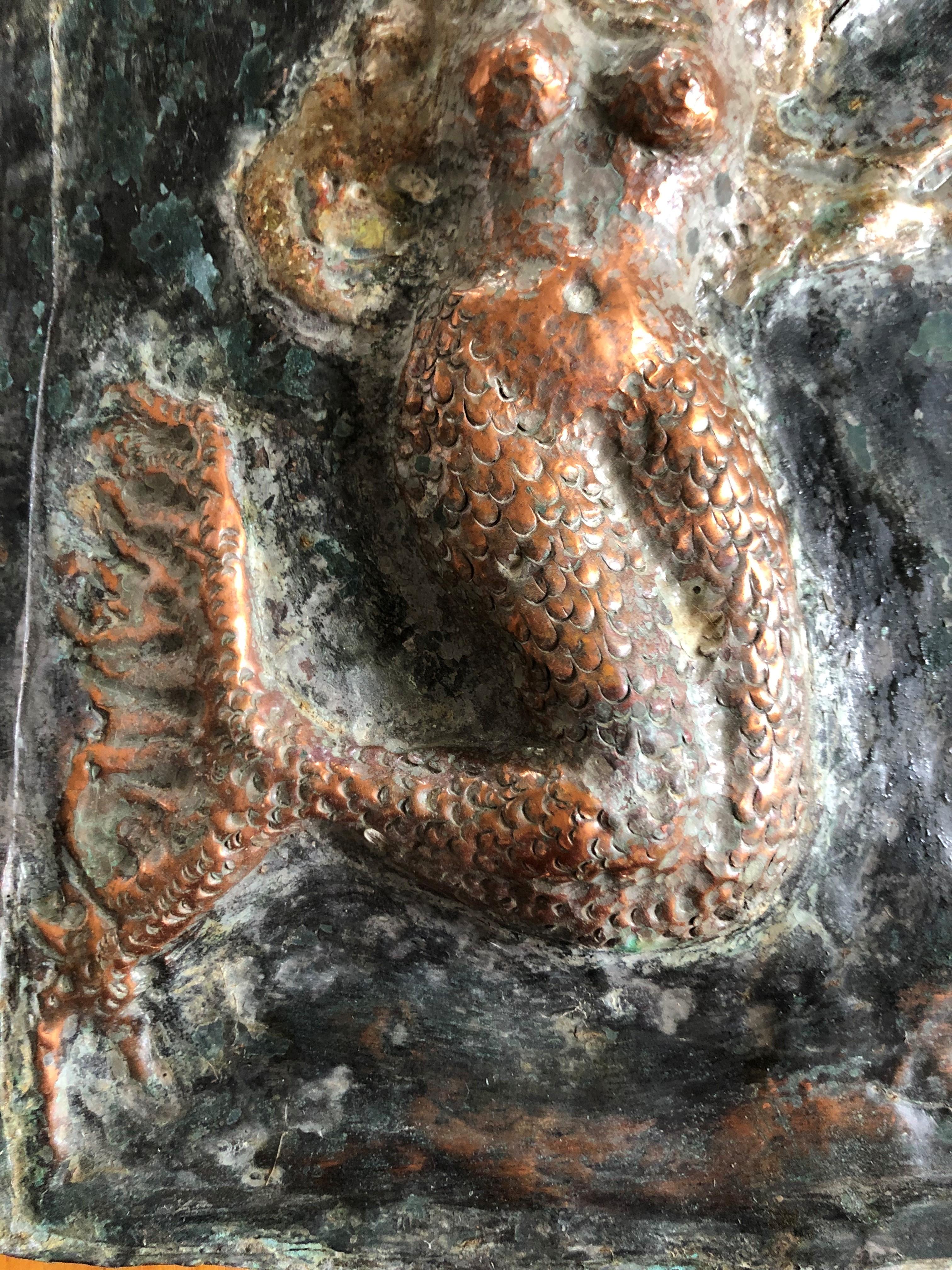 Signed Copper Plaque of a Mermaid 8