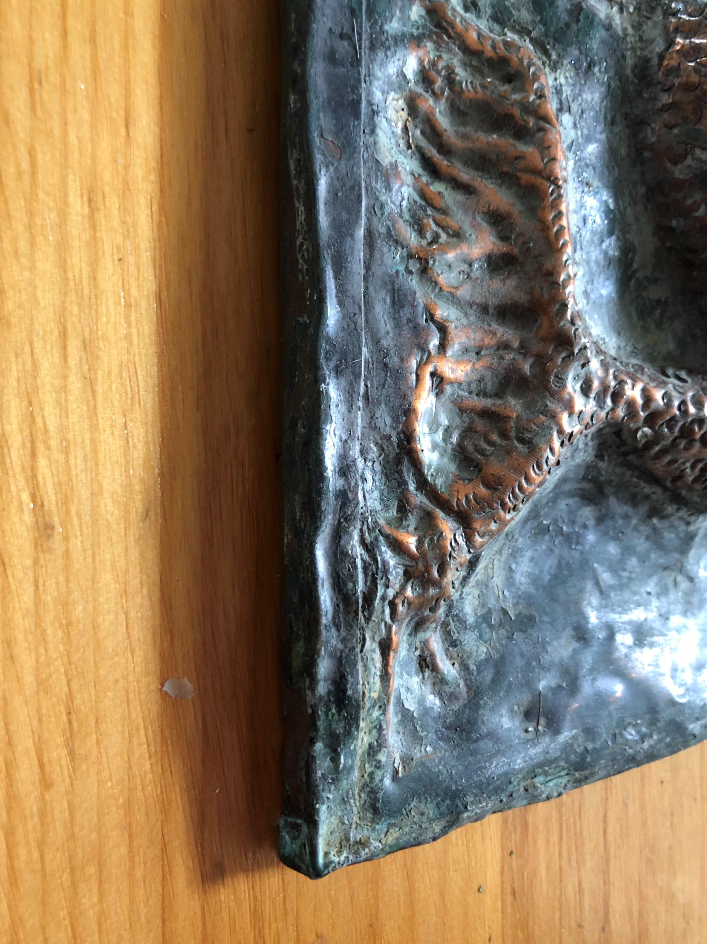 Signed Copper Plaque of a Mermaid 10