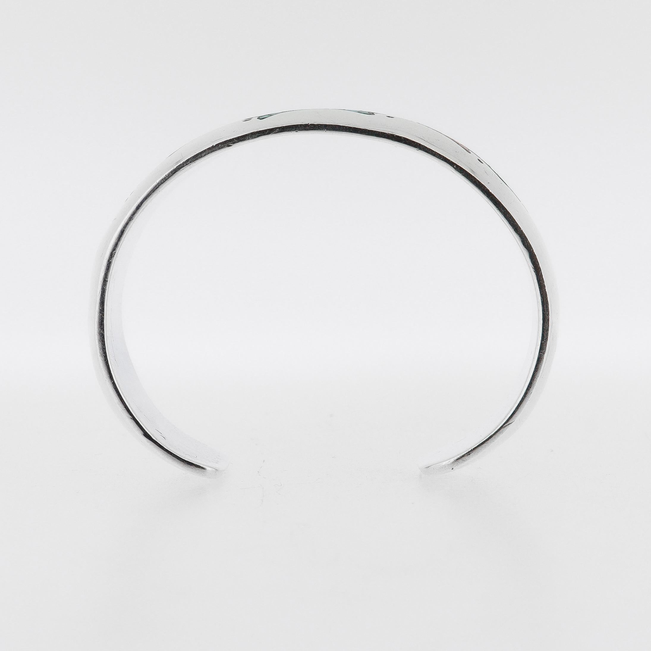 Pulsera de plata, turquesa y coral firmada Corbet Joe Navajo Nativo Americano en venta 7