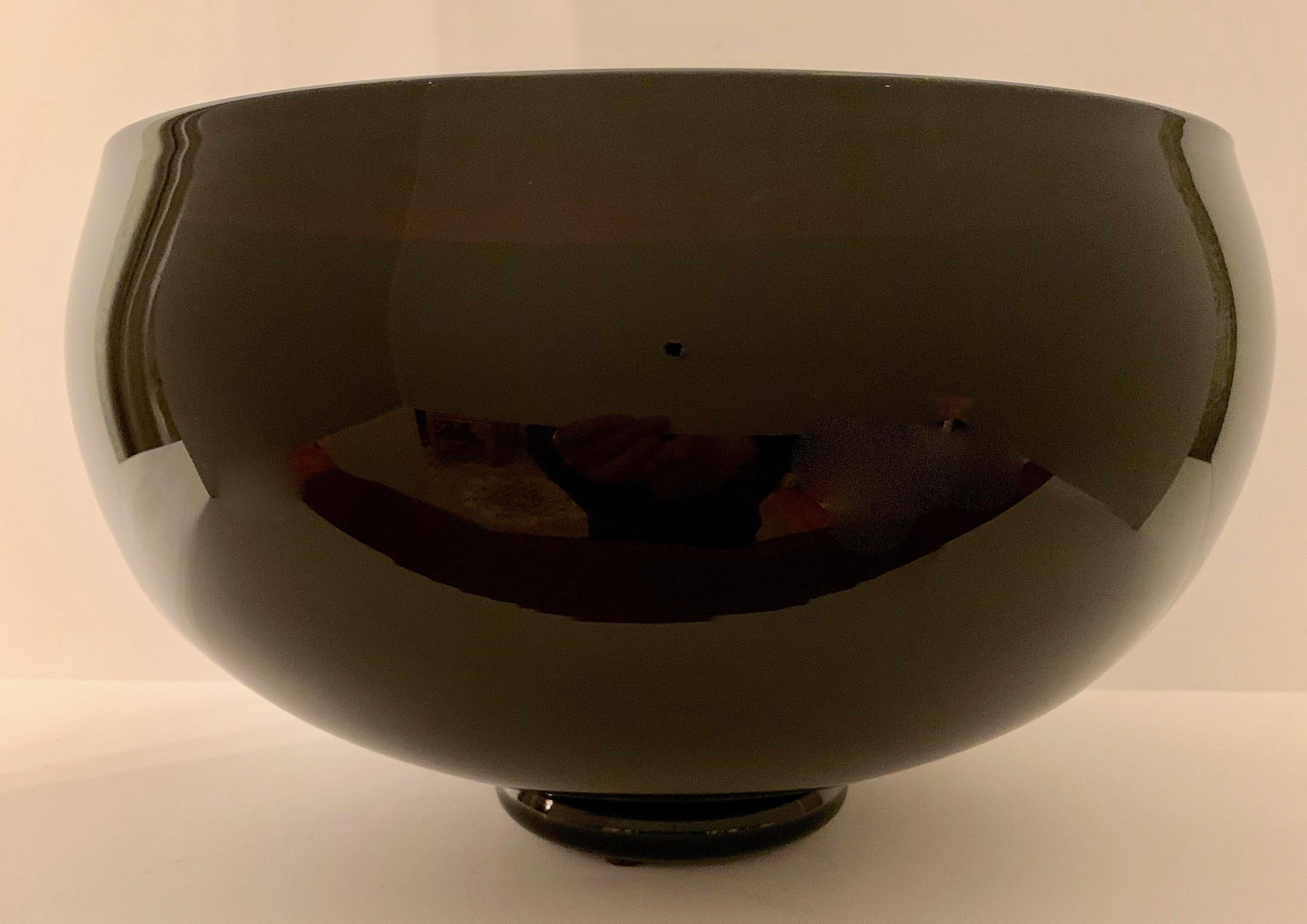 Aubergine Colored Art Glass Footed Bowl by and Signed Correia In Good Condition For Sale In Los Angeles, CA