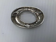 Signed Courreges Paris two color Brooch Metal and Swarovski Crystal