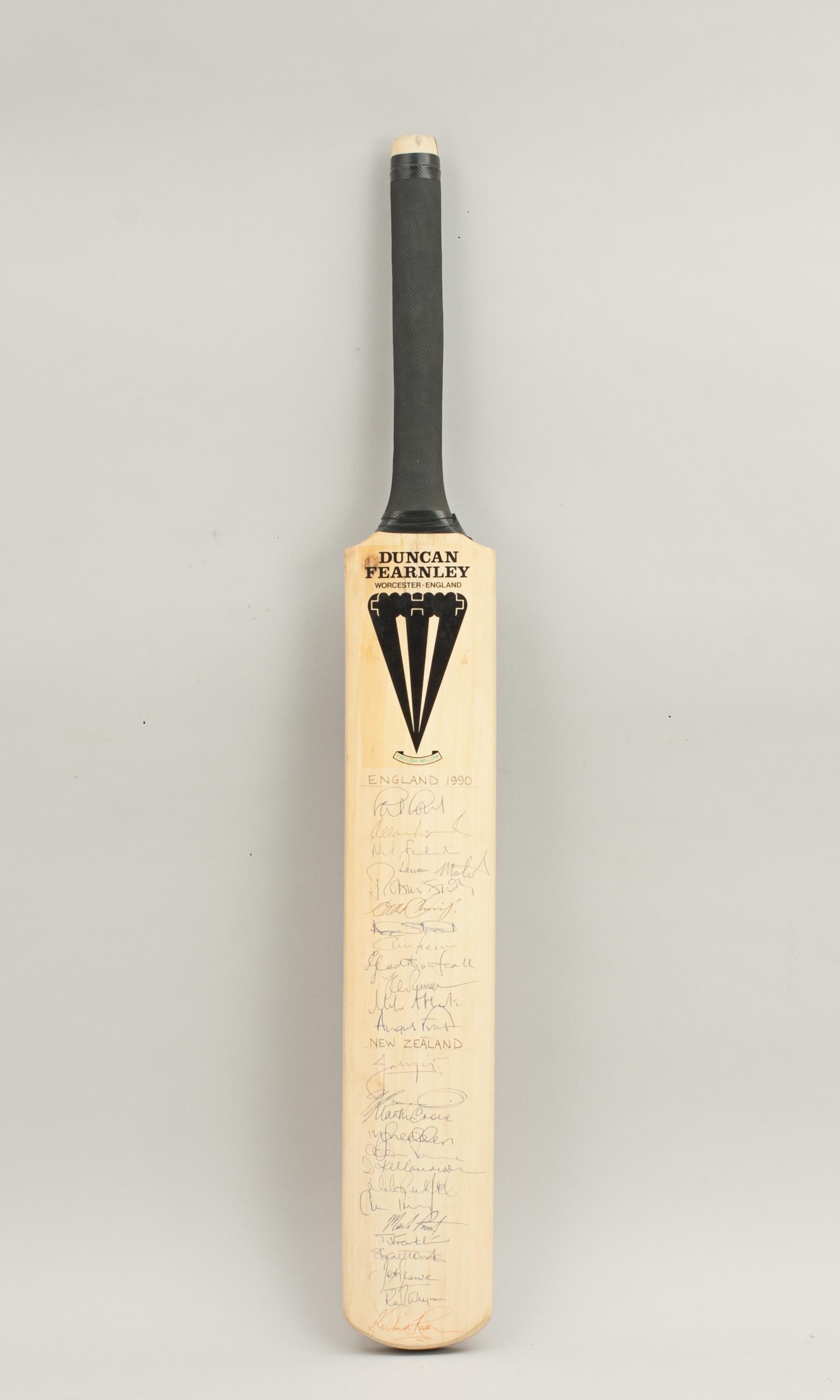 Signed Cricket Bat by the 1990 England & New Zealand Cricket Teams 1