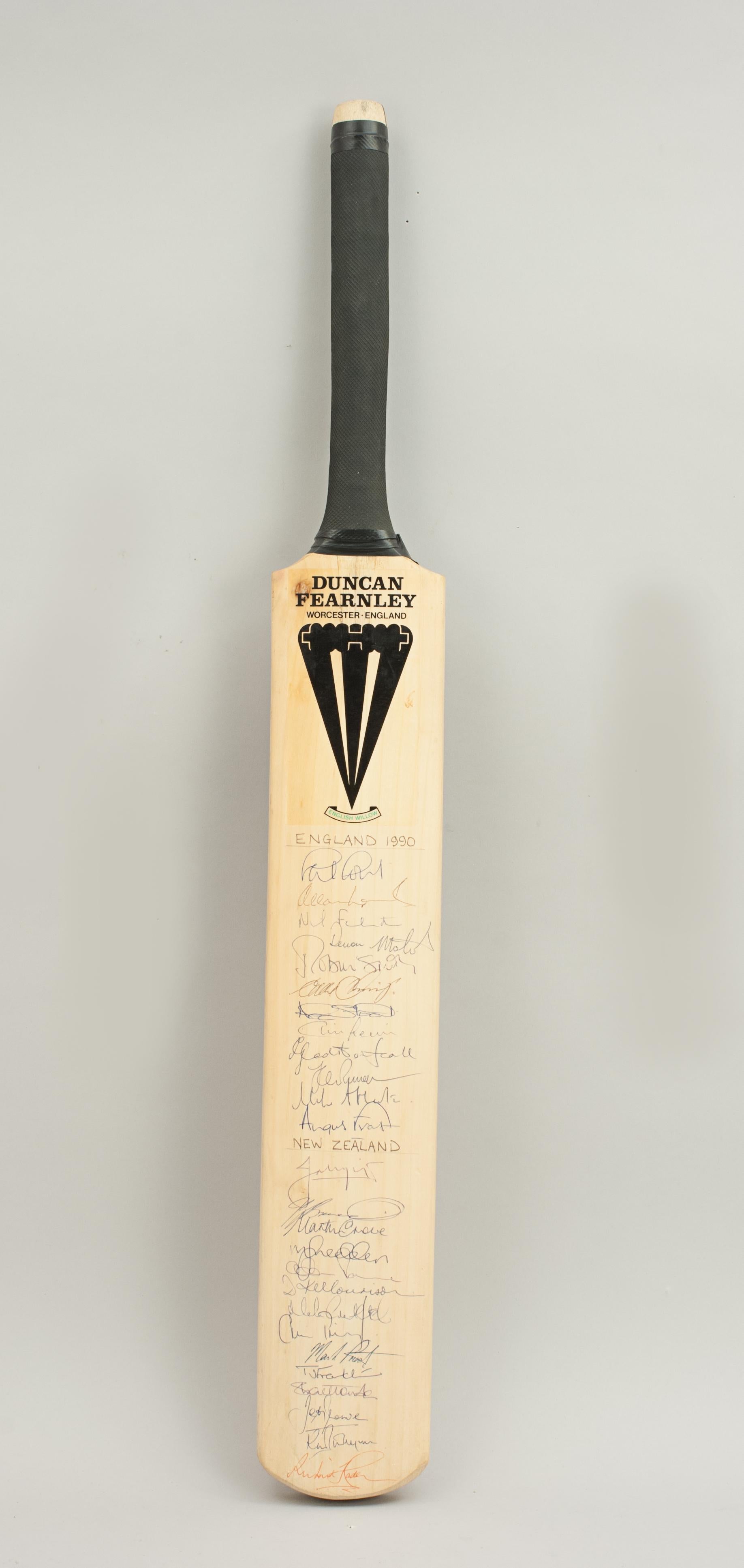 Signed Cricket Bat by the 1990 England & New Zealand Cricket Teams 2
