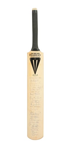 Signed Cricket Bat by the 1990 England & New Zealand Cricket Teams