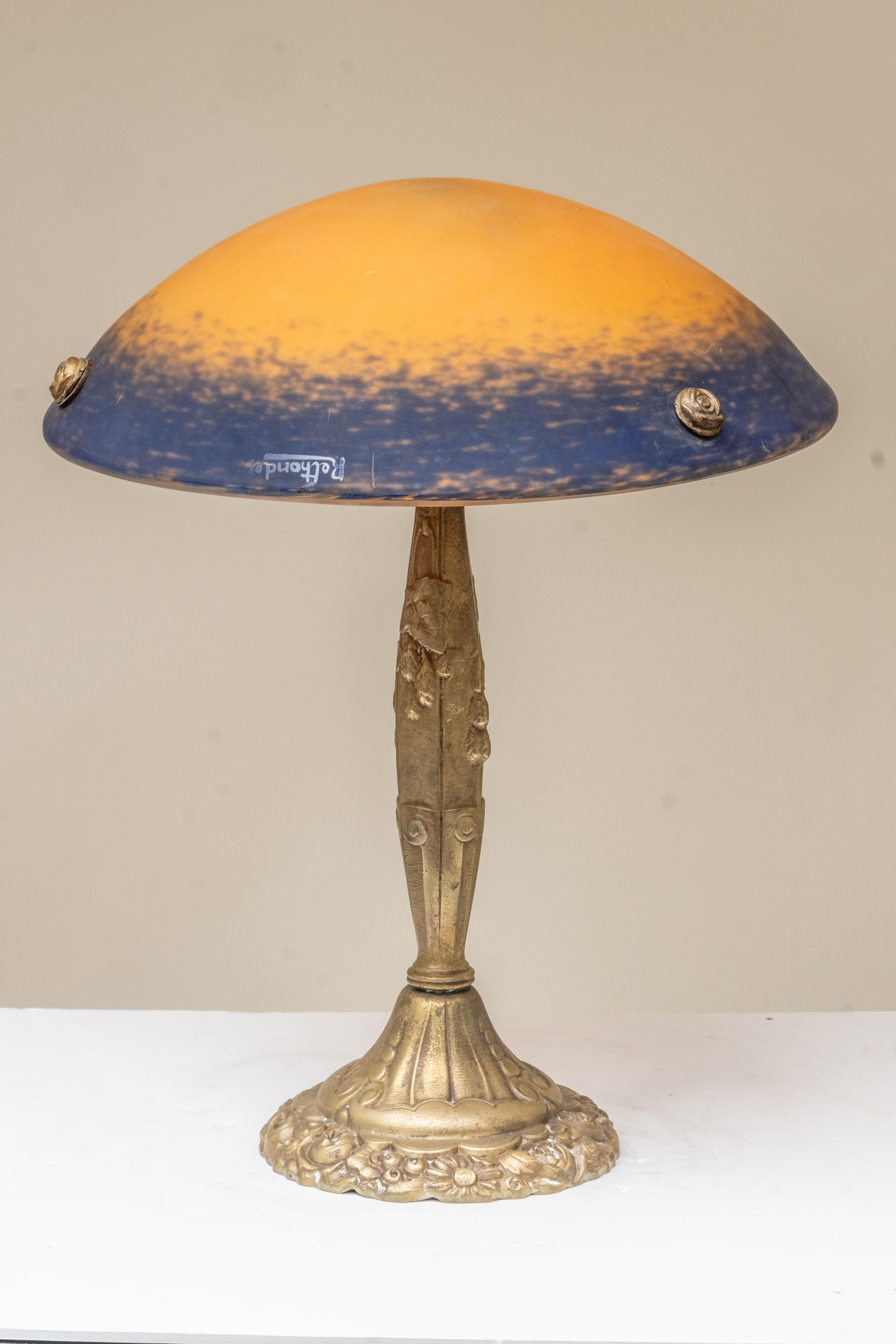 20th Century Signed Cristalleries Rethondes Table Lamp For Sale