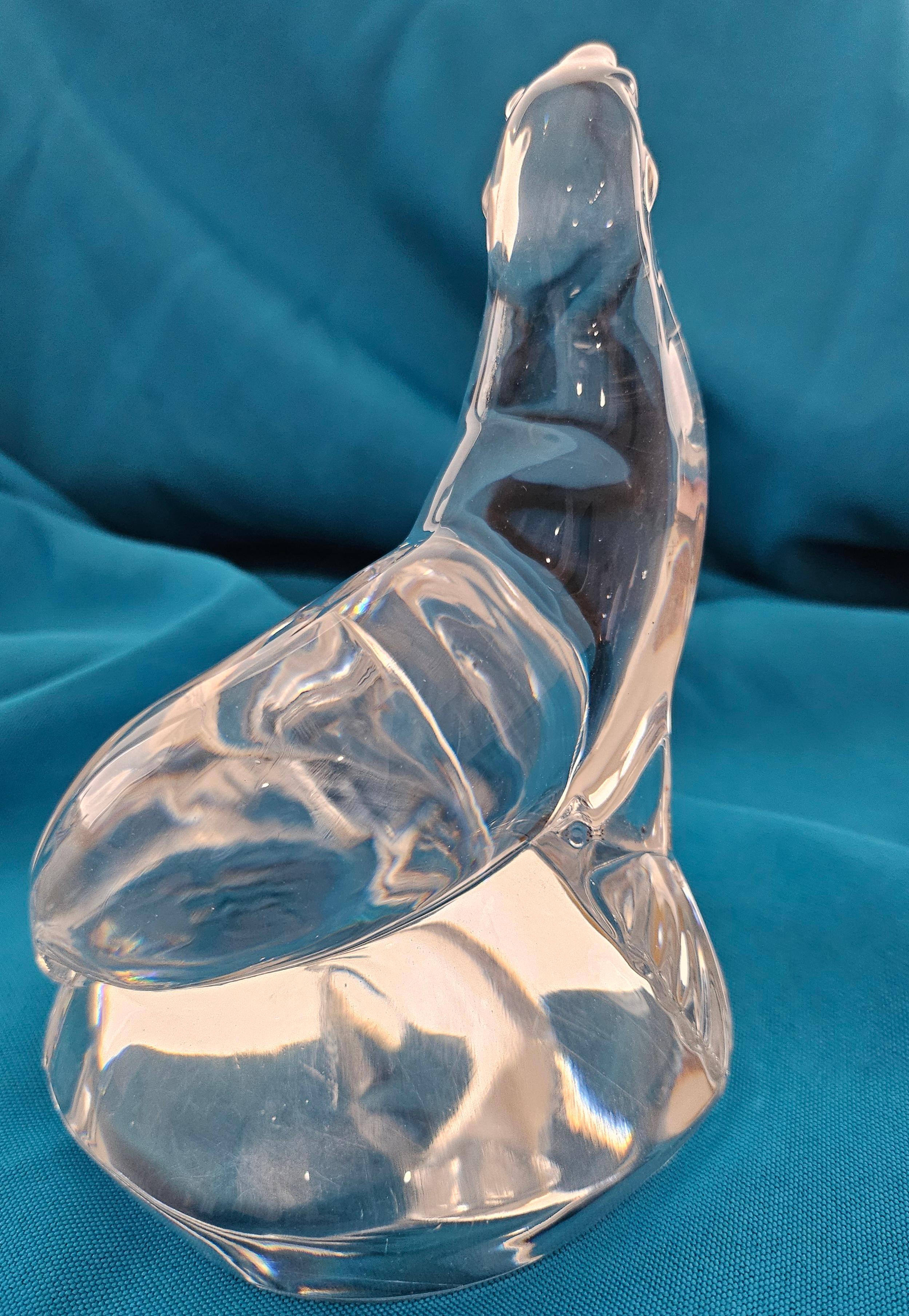 Signed Art Glass Sea Lion Sculpture For Sale 2