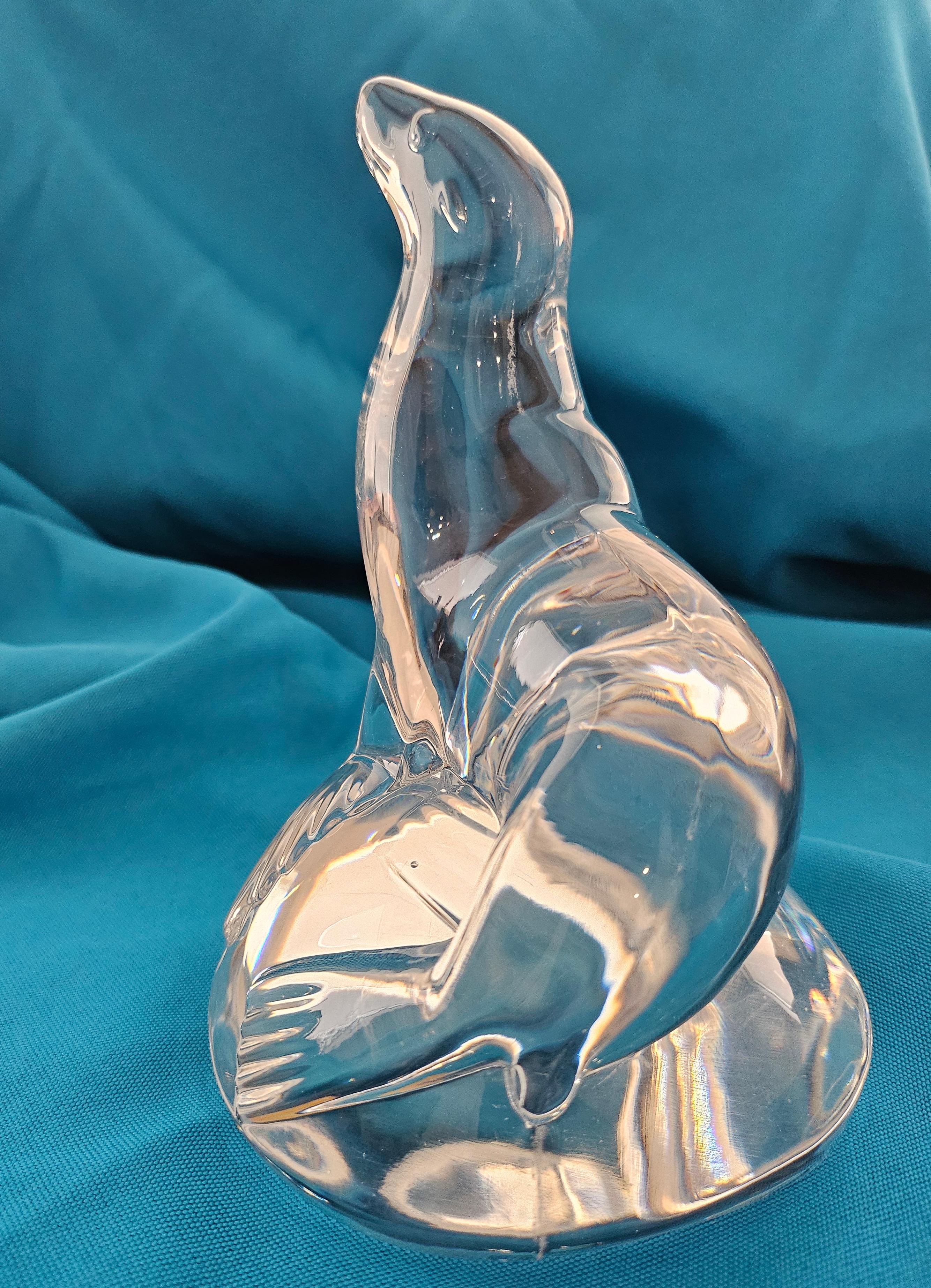 Signed Art Glass Sea Lion Sculpture For Sale 4