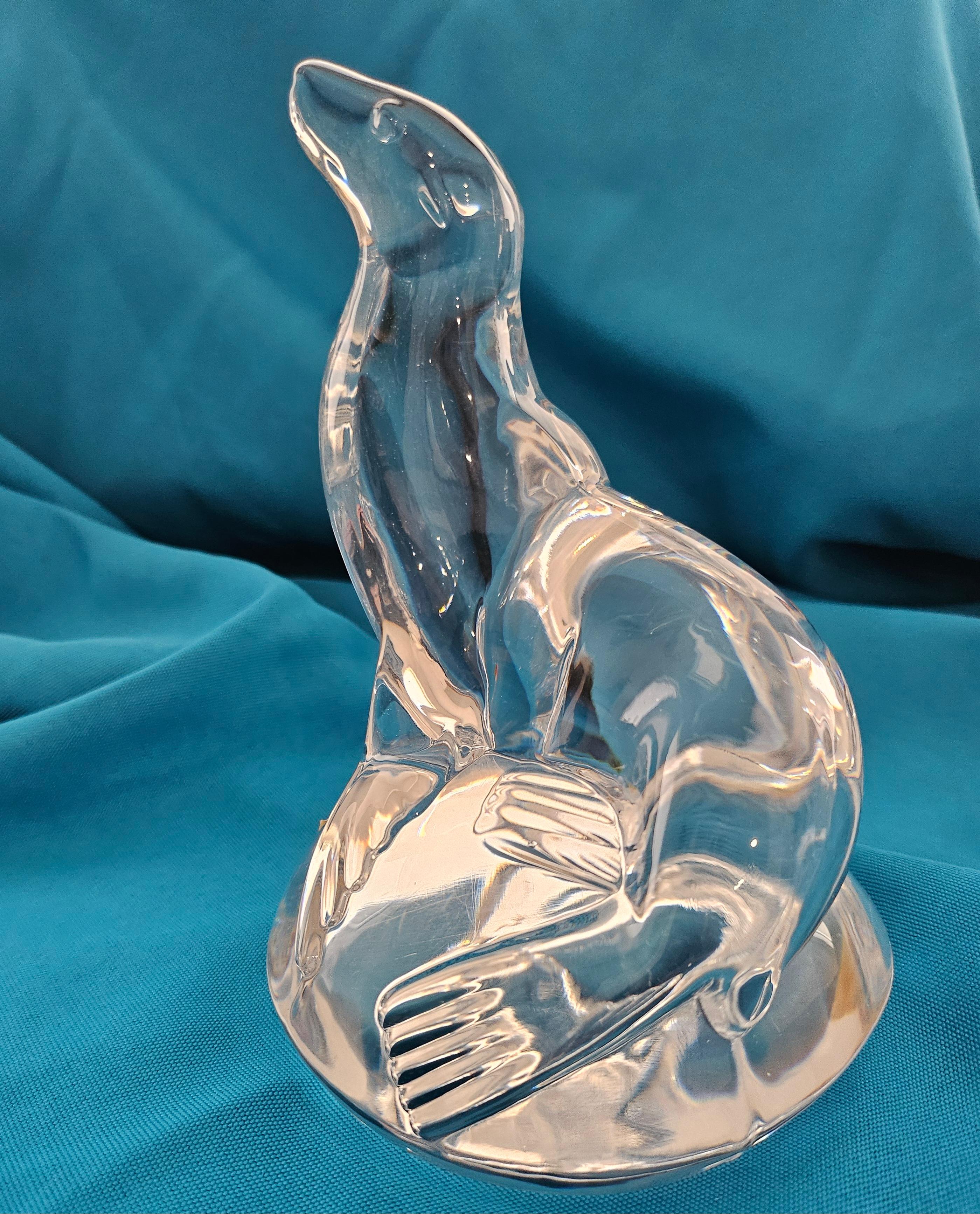 Signed Art Glass Sea Lion Sculpture For Sale 6