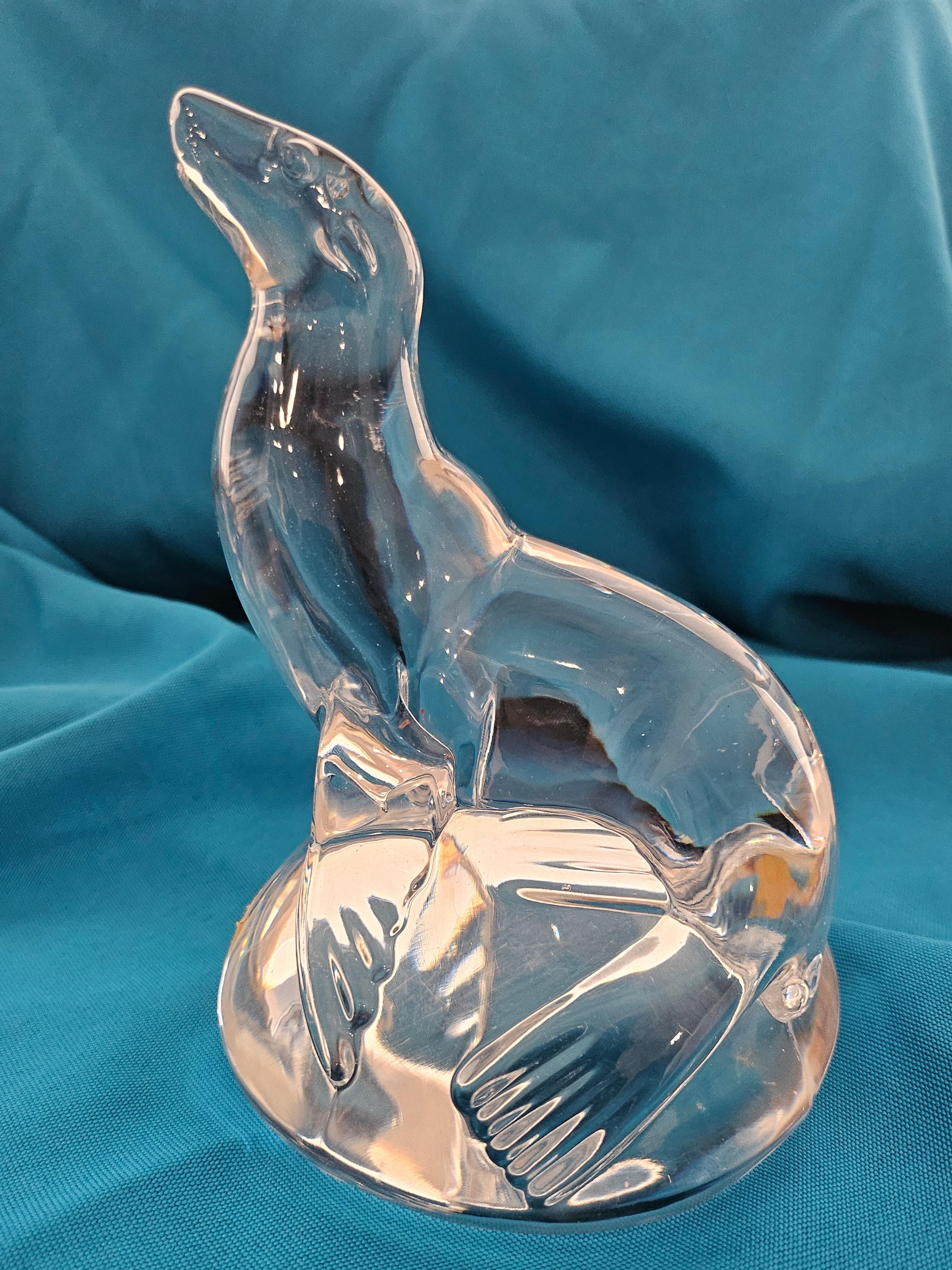 Signed Art Glass Sea Lion Sculpture For Sale 7