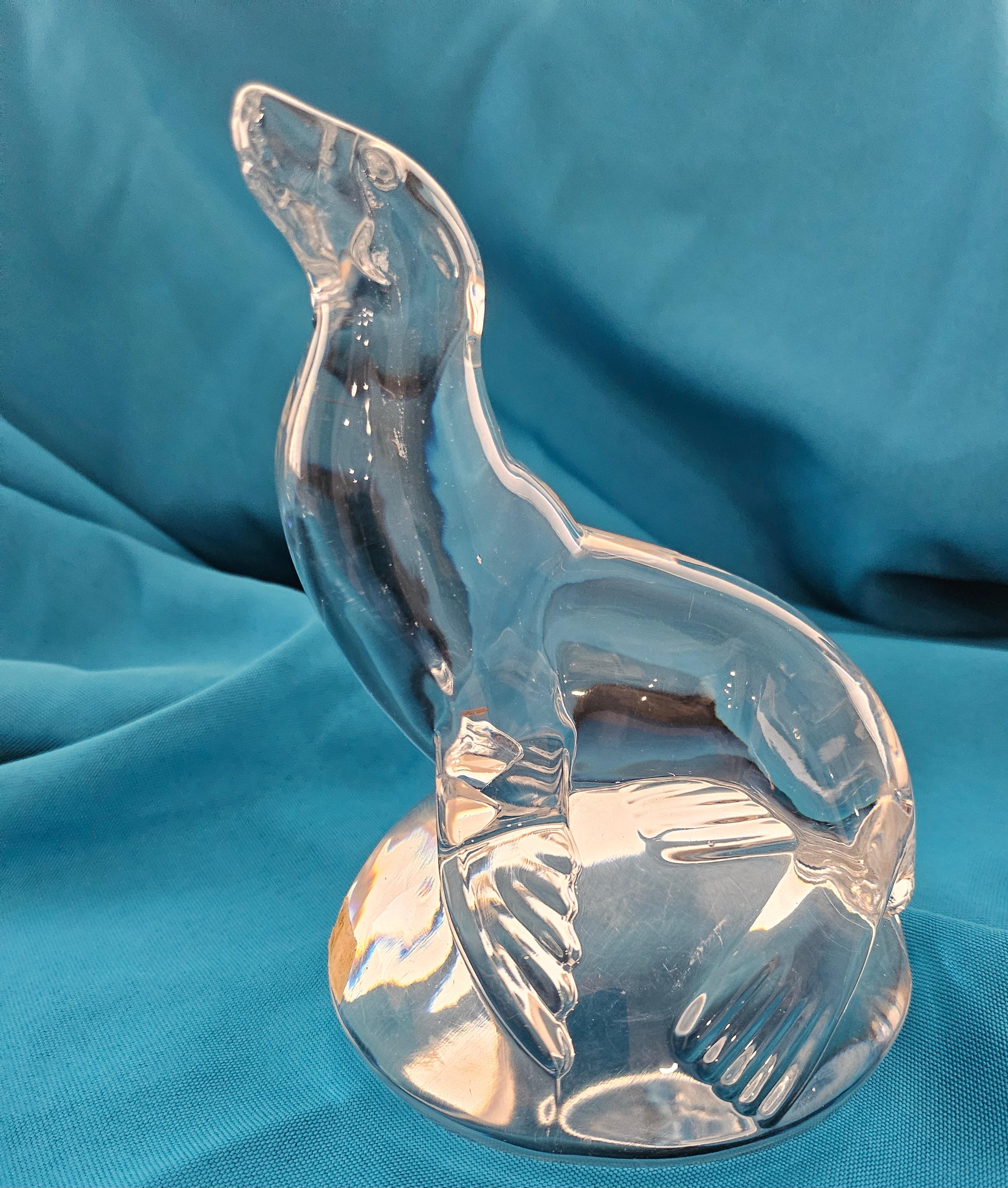 Signed Art Glass Sea Lion Sculpture For Sale 8