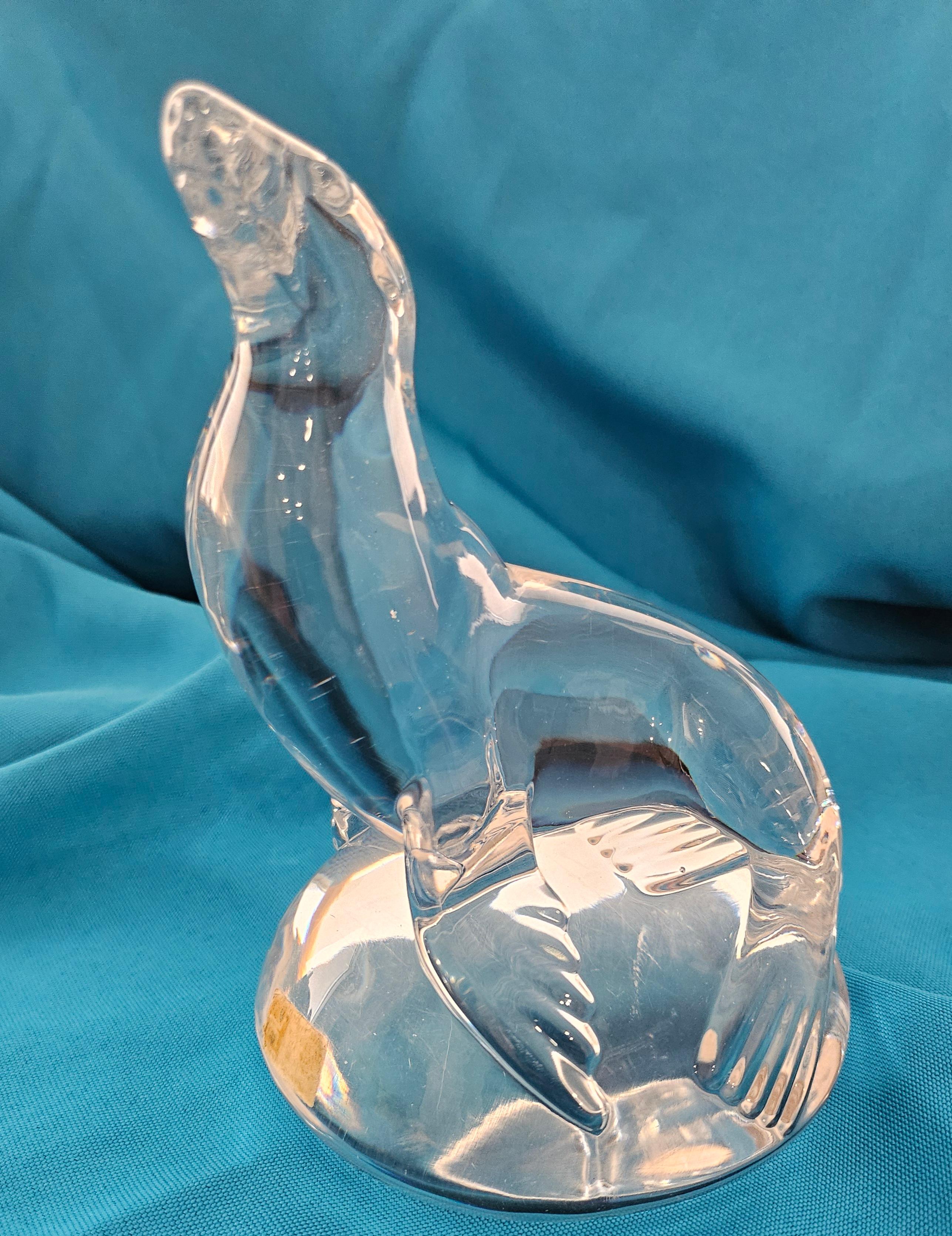 Signed Art Glass Sea Lion Sculpture For Sale 9