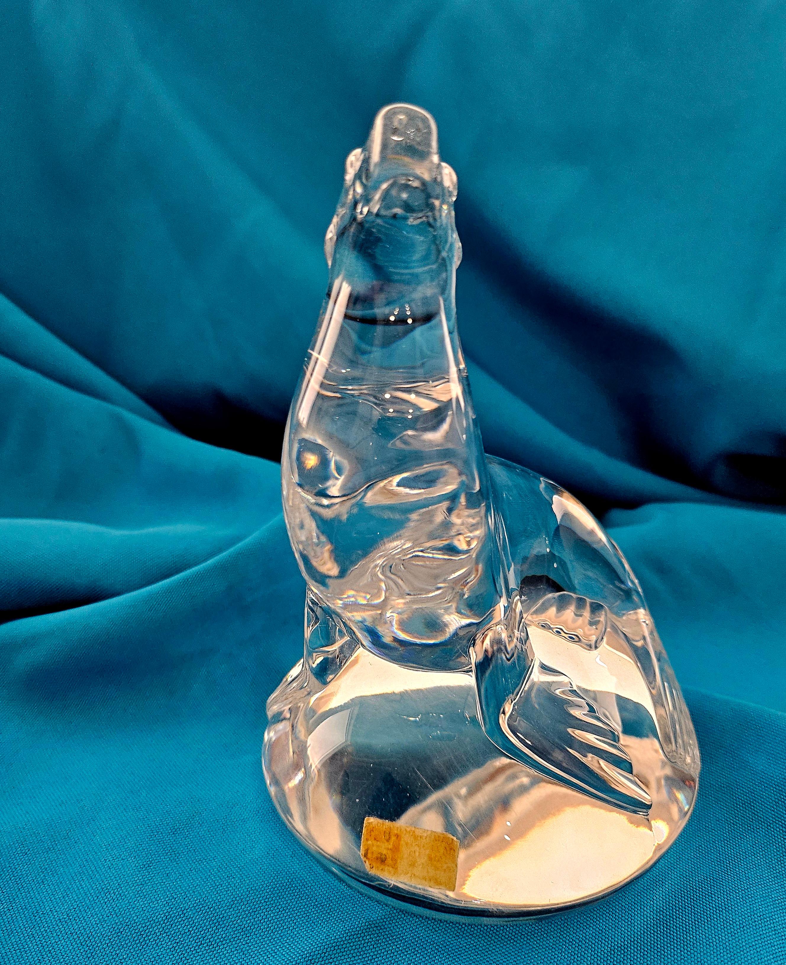 Signed Art Glass Sea Lion Sculpture For Sale 11