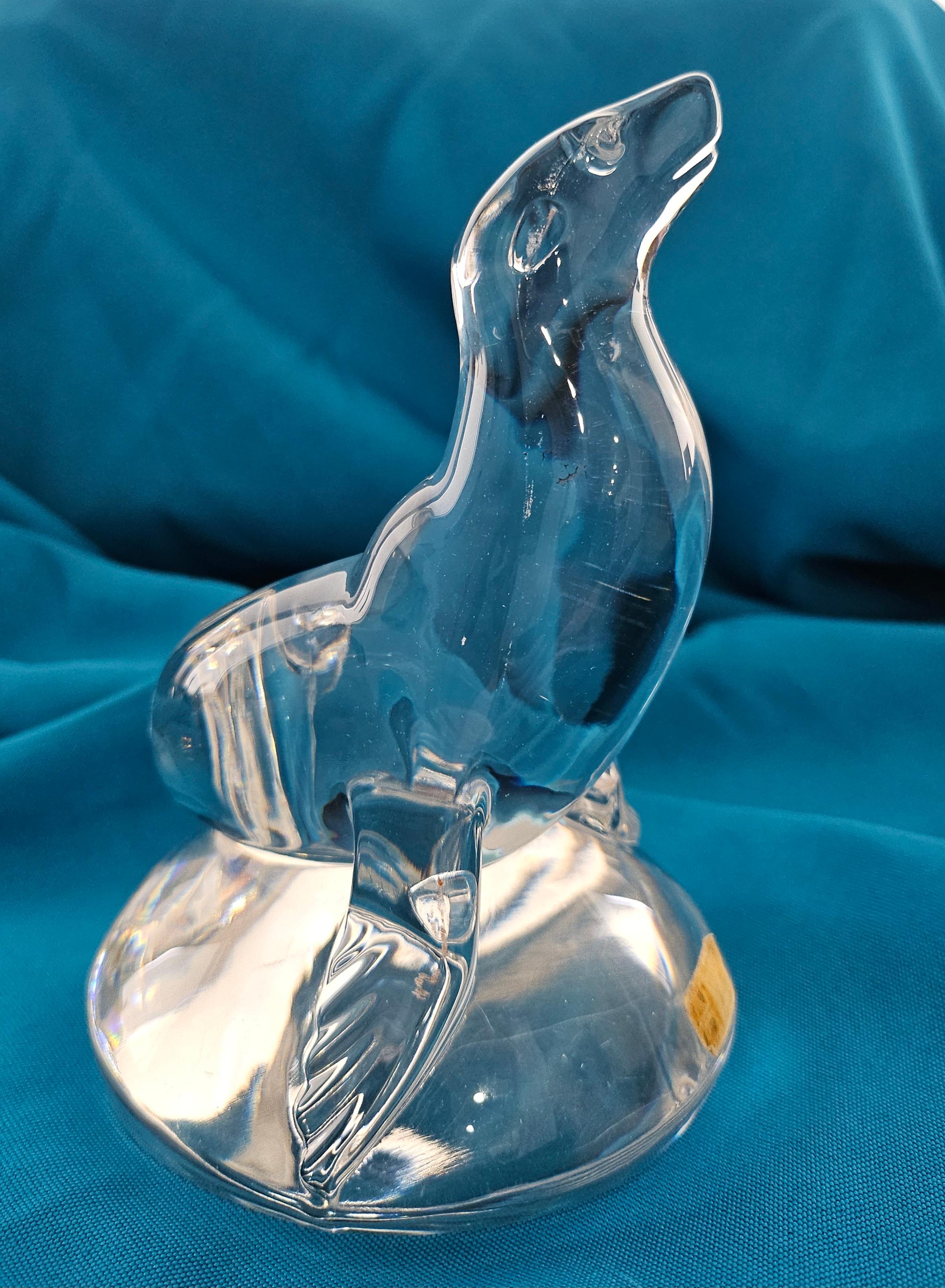 Unknown Signed Art Glass Sea Lion Sculpture For Sale