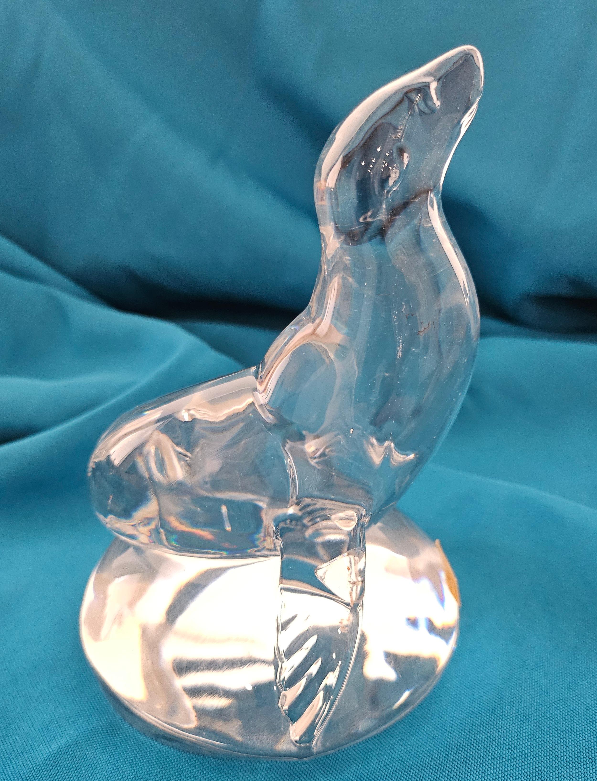 Signed Art Glass Sea Lion Sculpture In Good Condition For Sale In Warrenton, OR