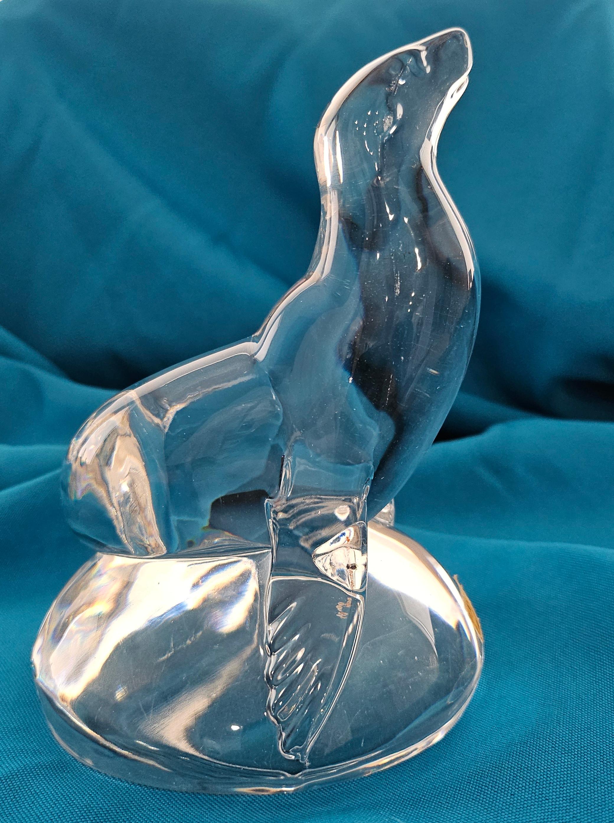 20th Century Signed Art Glass Sea Lion Sculpture For Sale