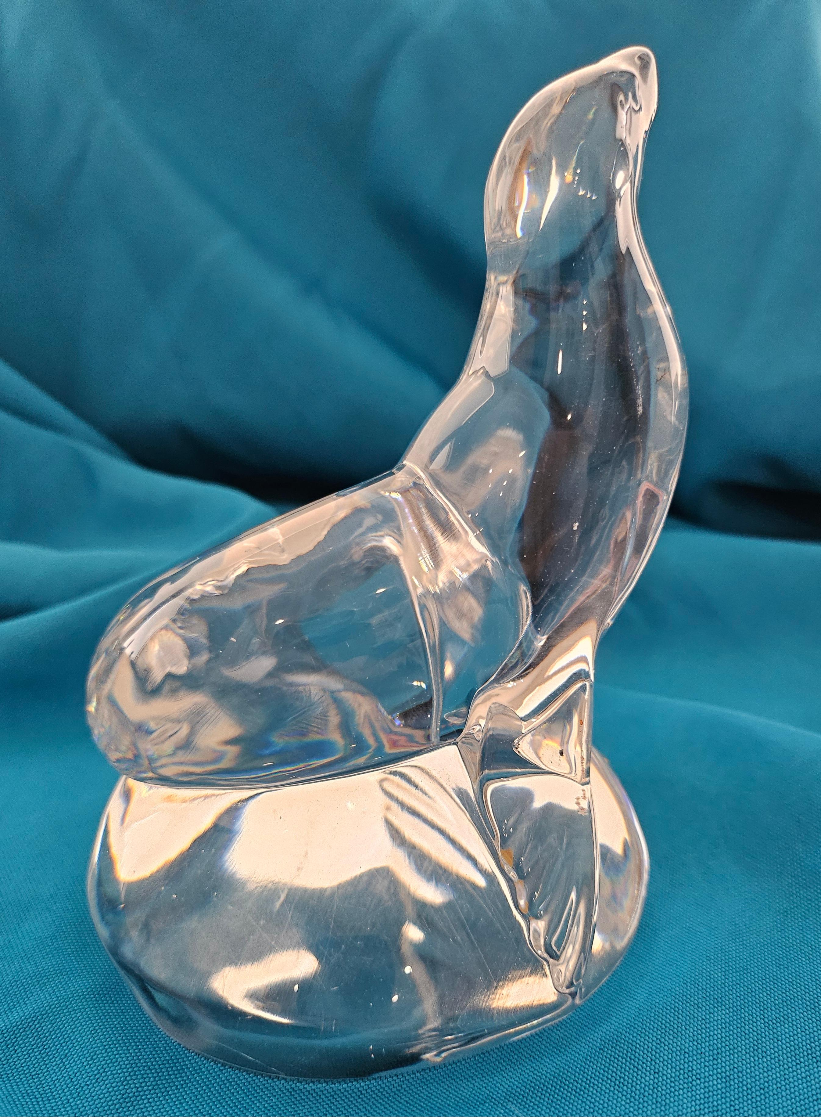 Signed Art Glass Sea Lion Sculpture For Sale 1