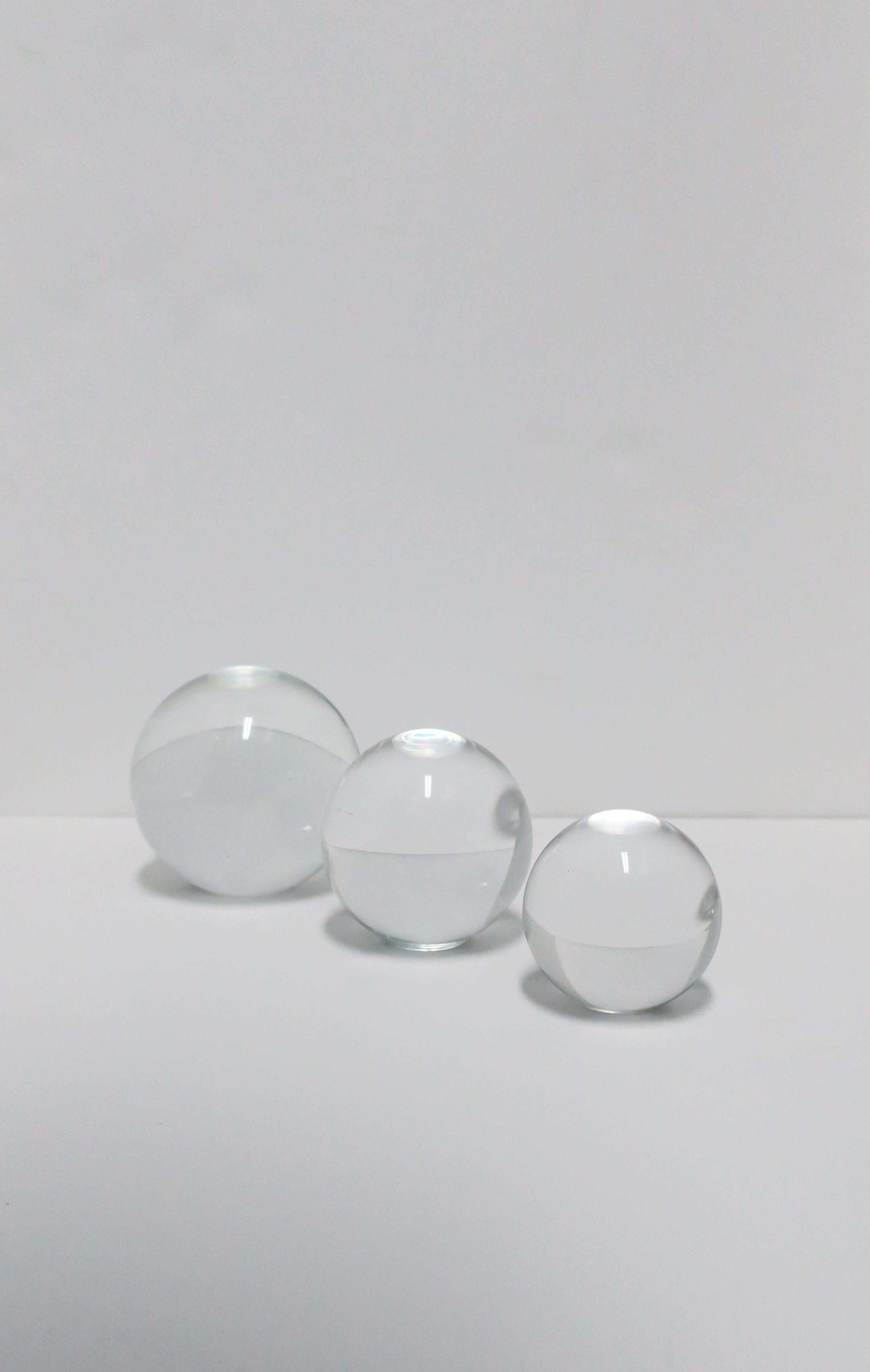 Crystal Ball Spheres Signed, circa 1980s New York, Set of 3 4