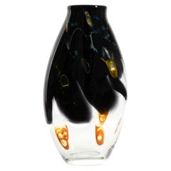 Signed crystal glass vase by Louis Leloup. Made by Val Saint Lambert, Belgium