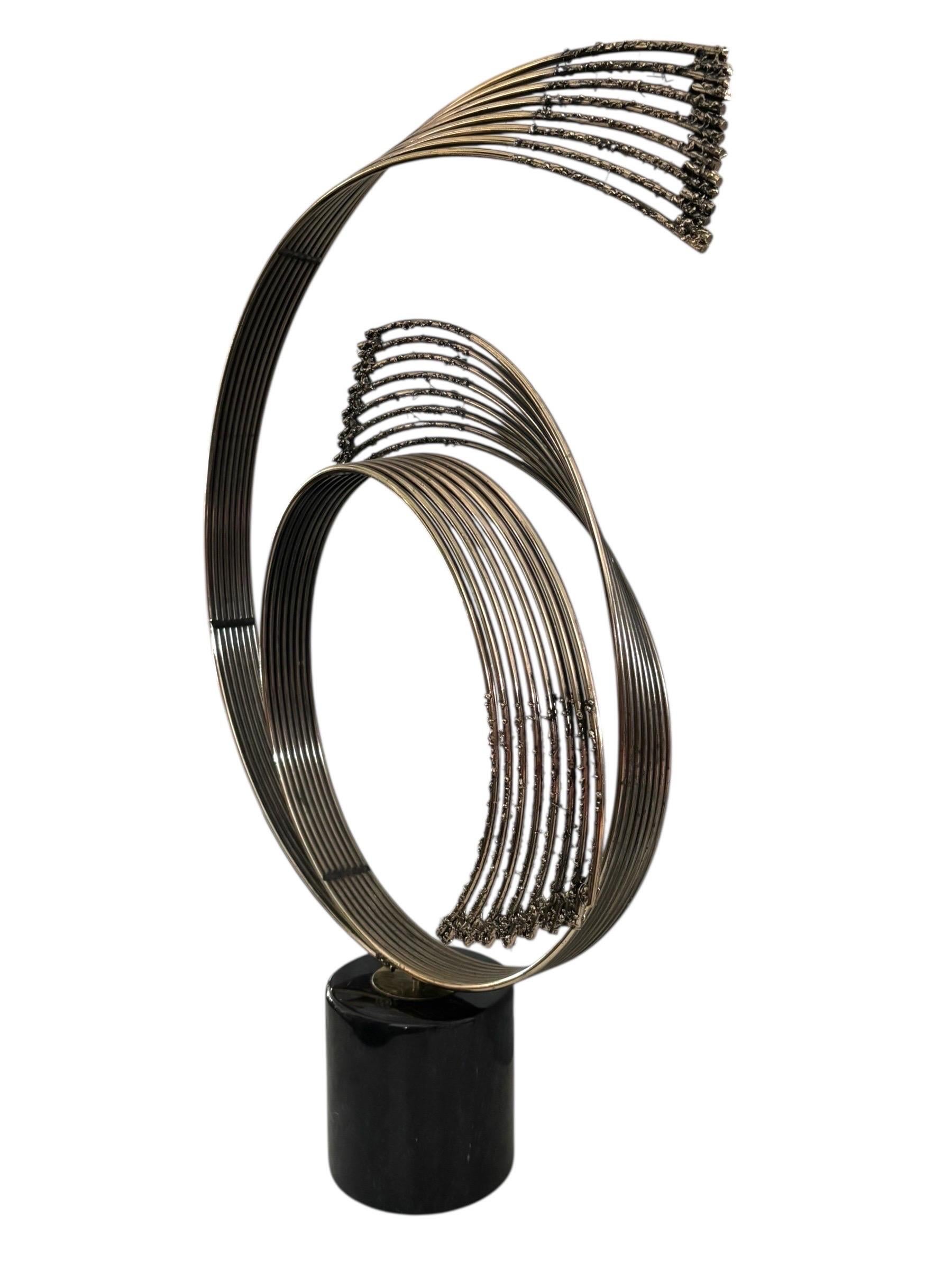 Signiert Curtis Jere Abstrakte Skulptur aus Messing und Marmor, 1984 im Angebot 2