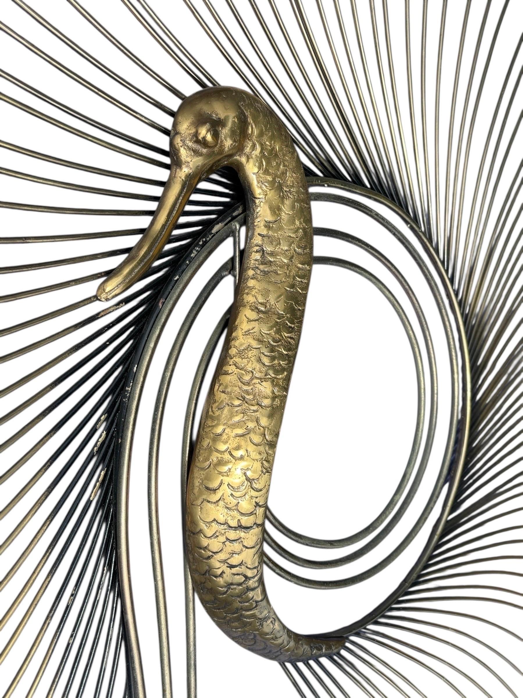 Signed Curtis Jere Brass Swan Wall Sculpture, 1987 For Sale 1