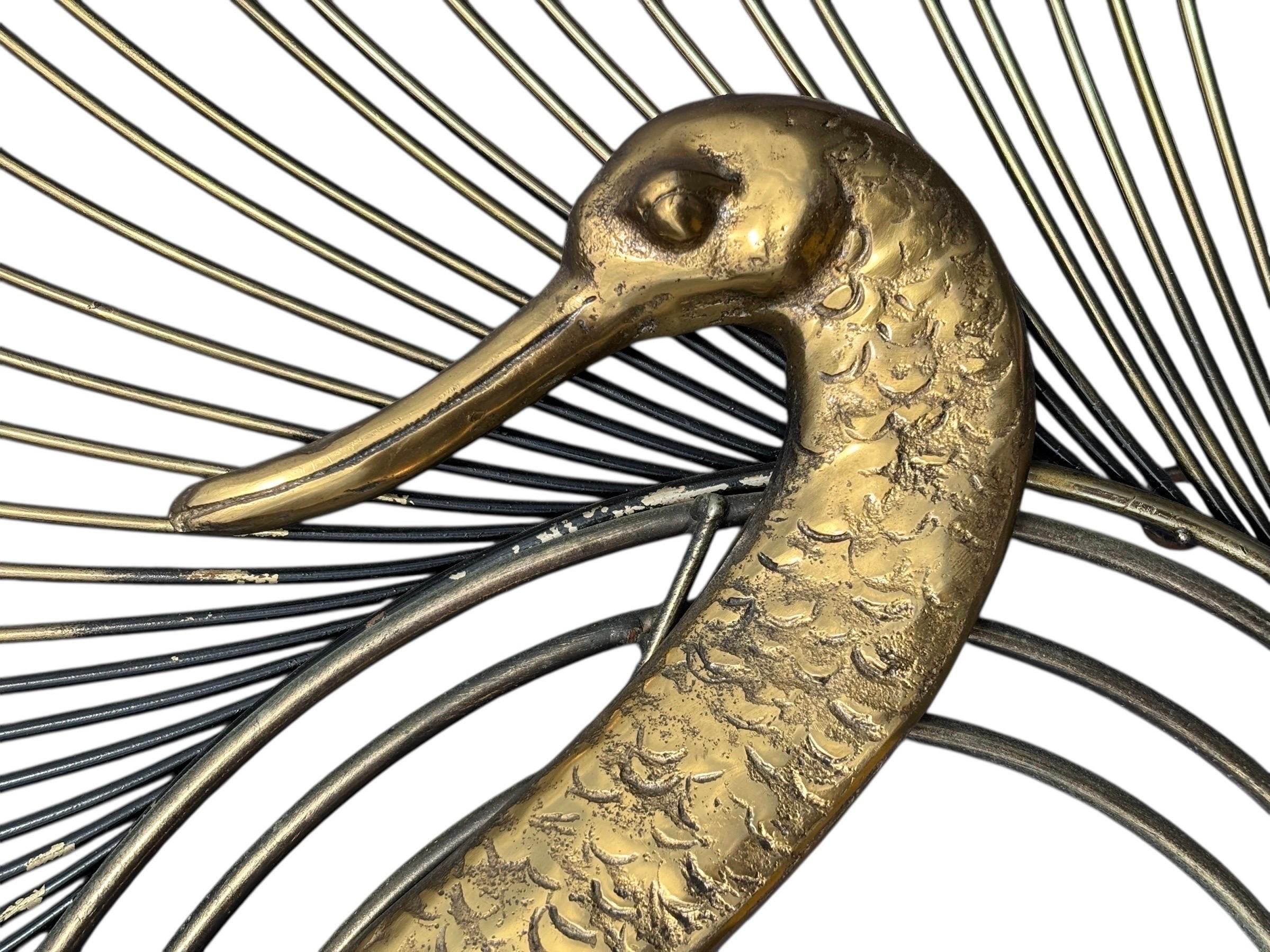 Signed Curtis Jere Brass Swan Wall Sculpture, 1987 For Sale 4
