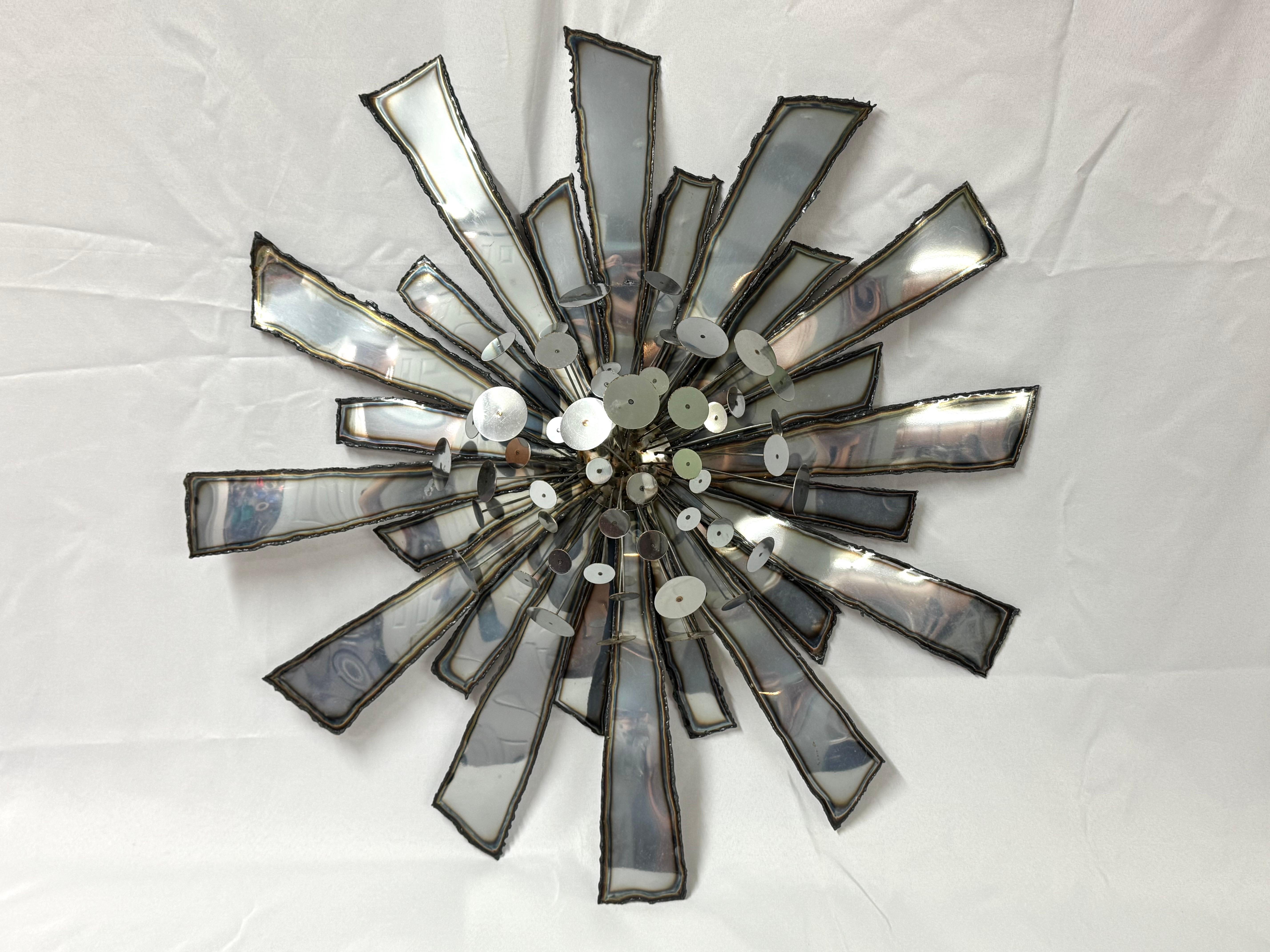 Signed Curtis Jere Brutalist Starburst In Good Condition For Sale In Redding, CT