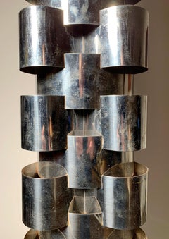 Signed Curtis Jere Chrome Skyscraper Paul Evans Style Floor Lamp